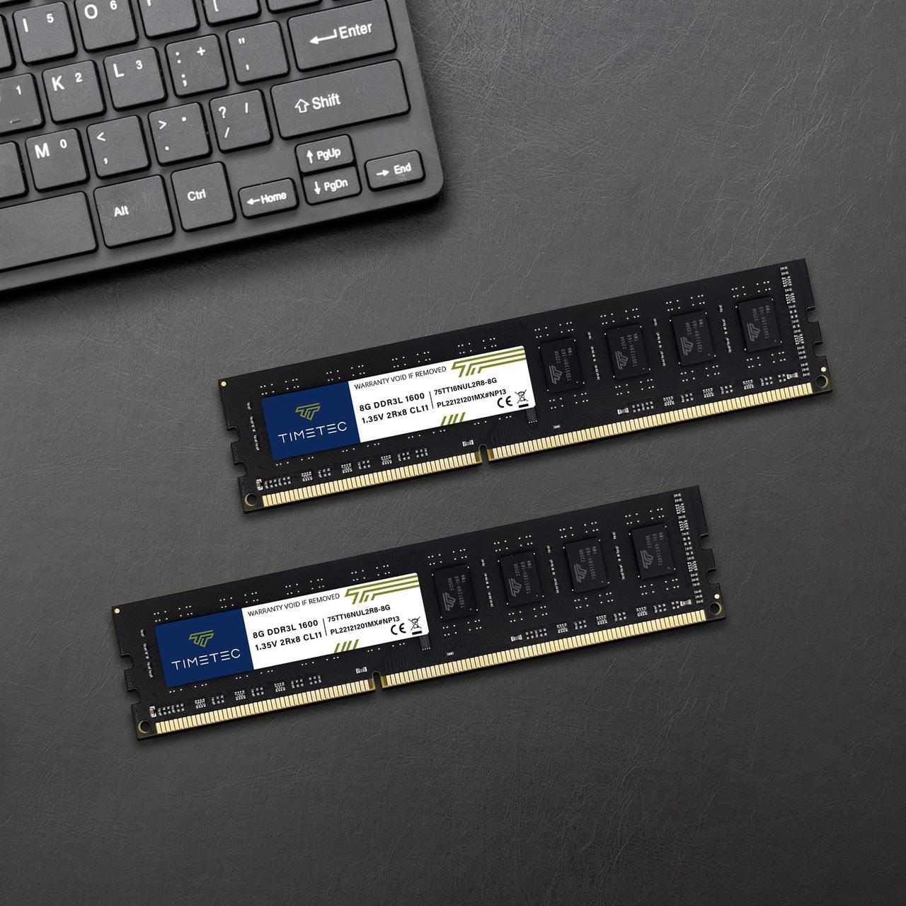 Alt view image 3 of 7 - Timetec 16GB KIT(2x8GB) DDR3L / DDR3 1600MHz (DDR3L-1600) PC3L-12800 / PC3-12800 Non-ECC Unbuffered 1.35V/1.5V CL11 2Rx8 Dual Rank 240 Pin UDIMM Desktop PC Computer Memory RAM(SDRAM) Module Upgrade