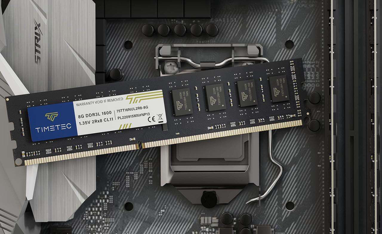 Alt view image 6 of 7 - Timetec 16GB KIT(2x8GB) DDR3L / DDR3 1600MHz (DDR3L-1600) PC3L-12800 / PC3-12800 Non-ECC Unbuffered 1.35V/1.5V CL11 2Rx8 Dual Rank 240 Pin UDIMM Desktop PC Computer Memory RAM(SDRAM) Module Upgrade