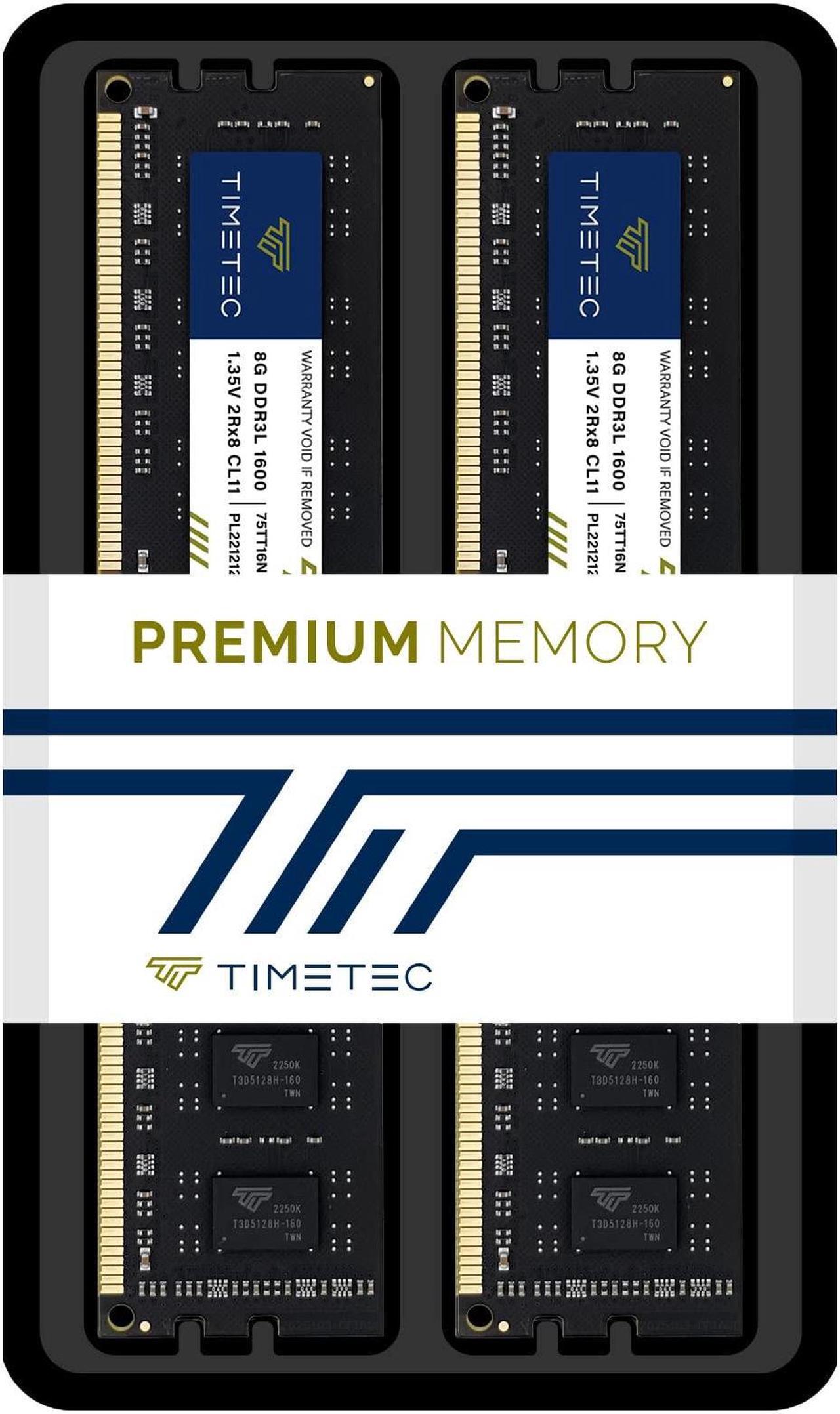 Alt view image 7 of 7 - Timetec 16GB KIT(2x8GB) DDR3L / DDR3 1600MHz (DDR3L-1600) PC3L-12800 / PC3-12800 Non-ECC Unbuffered 1.35V/1.5V CL11 2Rx8 Dual Rank 240 Pin UDIMM Desktop PC Computer Memory RAM(SDRAM) Module Upgrade