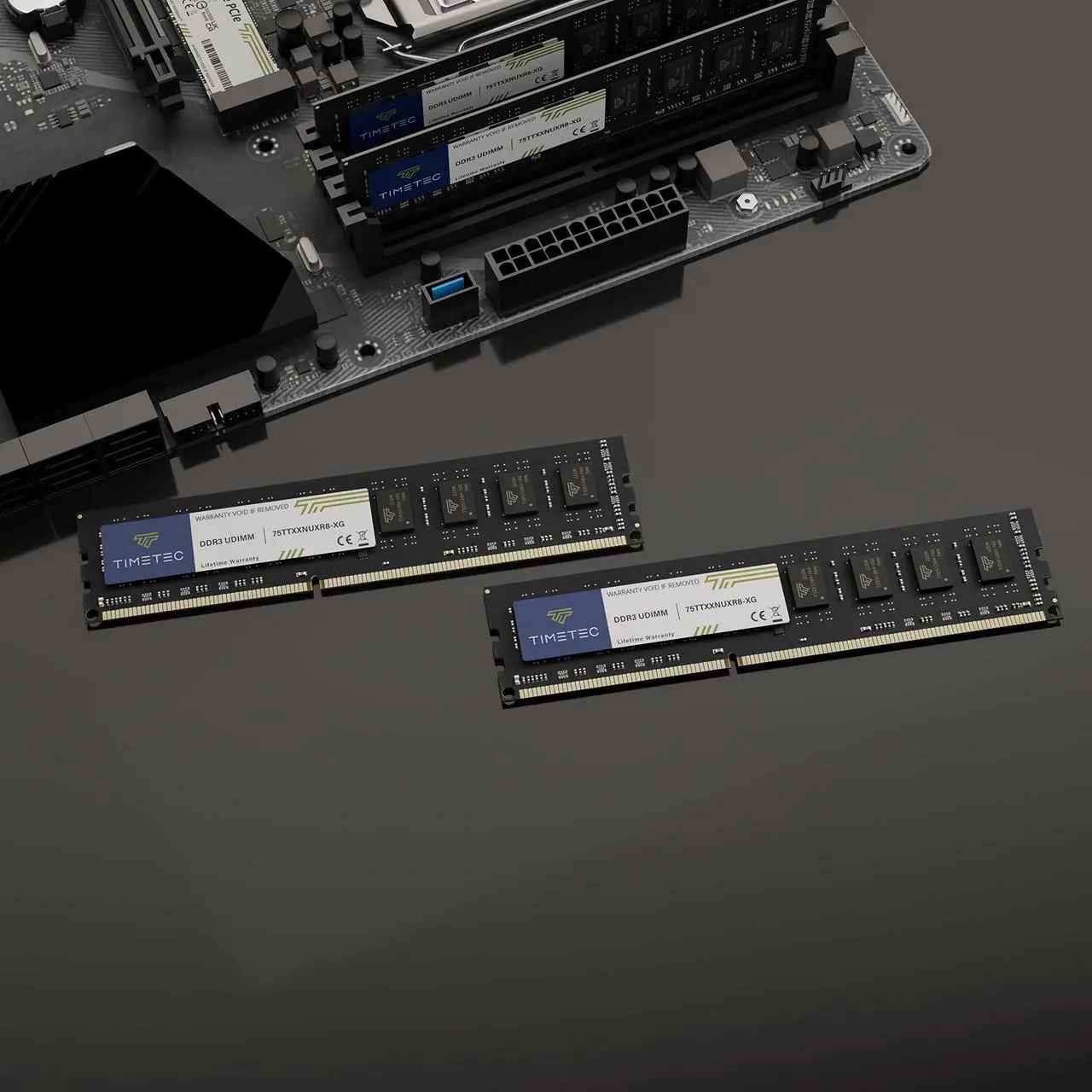 Alt view image 3 of 7 - Timetec 4GB DDR3 / DDR3L 1333MHz PC3-10600 Non-ECC Unbuffered 1.5V / 1.35V CL9 2Rx8 Low Density Dual Rank 240 Pin UDIMM Desktop PC Computer Memory RAM Module Upgrade (4GB)