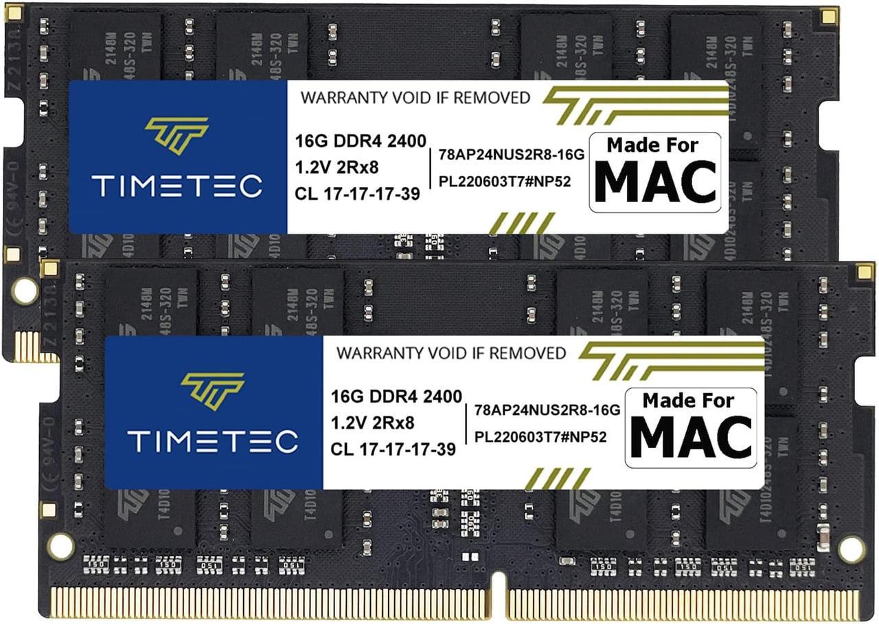 Main image of Timetec Hynix IC 32GB KIT(2x16GB) Compatible for Apple 2017 iMac 27-inch w/Retina 5K Display, 2017 iMac 21.5-inch w/Retina 4K or Non-Retina Display DDR4 2400MHz PC4-19200 CL17 SODIMM(32GB KIT(2x16GB))