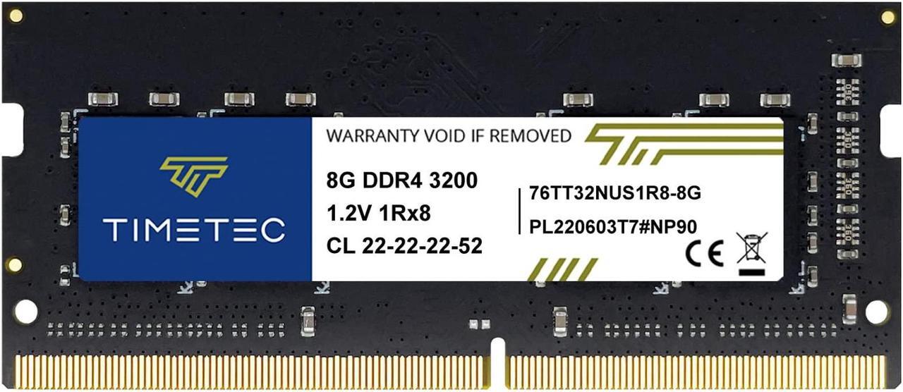 Main image of Timetec 8GB DDR4 3200MHz PC4-25600 Non-ECC Unbuffered 1.2V CL22 260 Pin SODIMM Compatible with AMD and Intel Gaming Laptop Notebook PC Computer Memory RAM Module Upgrade (8GB)