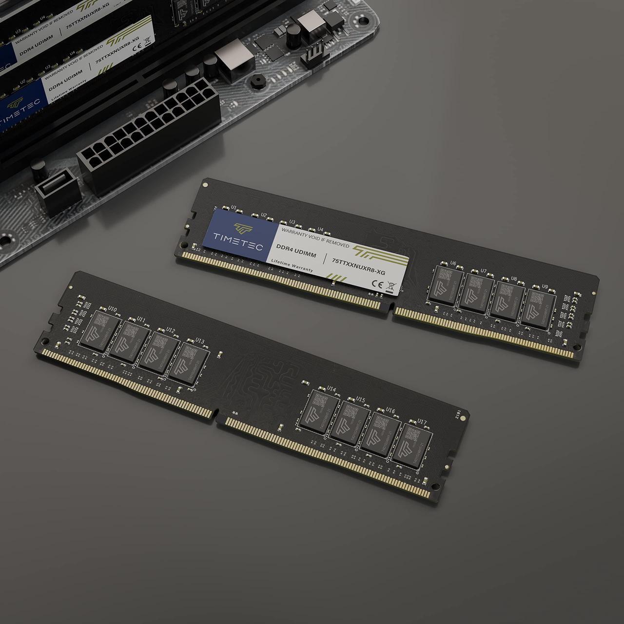 Alt view image 4 of 5 - Timetec 32GB KIT(2x16GB) DDR4 3200MHz (or 2933MHz or 2666MHz) PC4-25600 CL22 1.2V Non-ECC Unbuffered 2Rx8 Dual Rank 288 Pin UDIMM Desktop PC Computer Memory RAM Module Upgrade