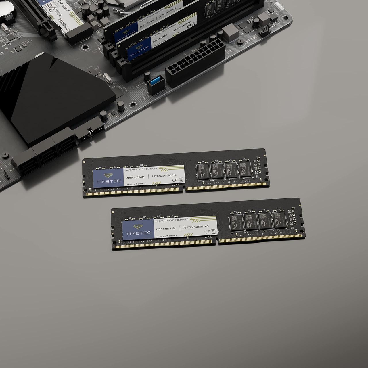 Alt view image 3 of 5 - Timetec 32GB KIT(2x16GB) DDR4 3200MHz (or 2933MHz or 2666MHz) PC4-25600 CL22 1.2V Non-ECC Unbuffered 2Rx8 Dual Rank 288 Pin UDIMM Desktop PC Computer Memory RAM Module Upgrade