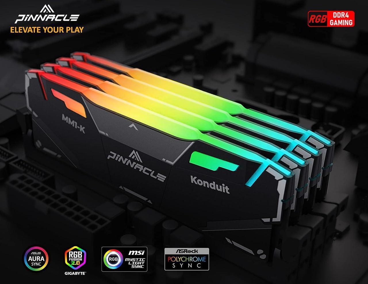Alt view image 2 of 7 - Timetec Pinnacle Konduit RGB 8GB DDR4 3200MHz PC4-25600 CL16-18-18-38 1.35V Compatible for AMD and Intel Desktop Gaming PC Memory Module RAM - Black