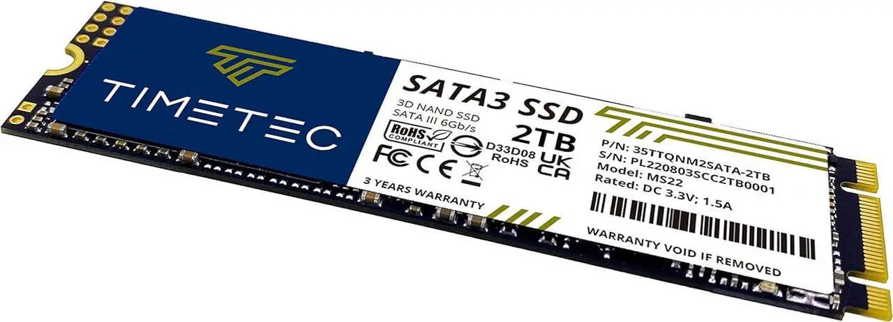 Alt view image 2 of 7 - Timetec 2TB SSD 3D NAND QLC SATA III 6Gb/s M.2 2280 NGFF Read Speed Up to 550MB/s SLC Cache Performance Boost Internal Solid State Drive for PC Computer Laptop and Desktop (2TB)