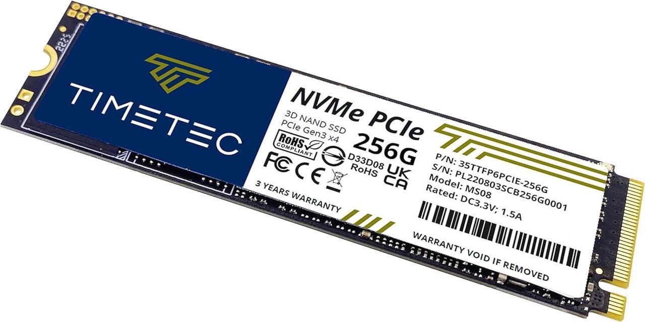 Alt view image 4 of 7 - Timetec 256GB 3D NAND NVMe Gen3x4 PCIe M.2 2280 Internal Solid State Drive
