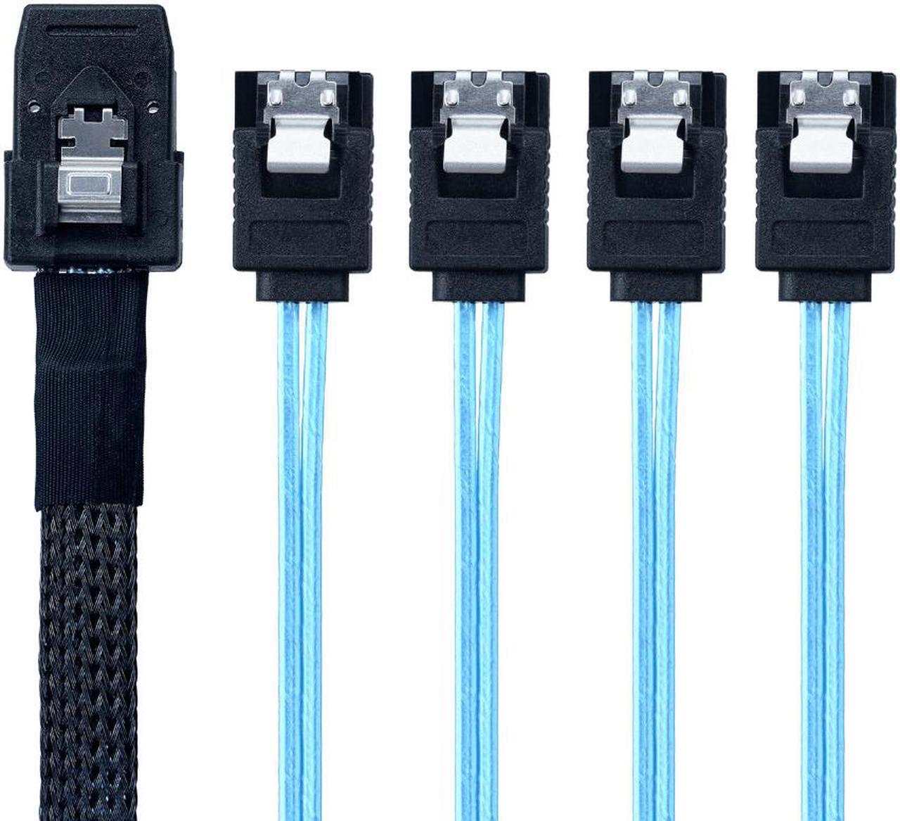 Alt view image 2 of 5 - Vibob Pack of 2 Mini SAS 36Pin (SFF-8087) Male to 4 SATA 7Pin female Cable  1.64Ft / 0.5M, Mini SAS Host/Controller to 4 SATA Target/Backplane