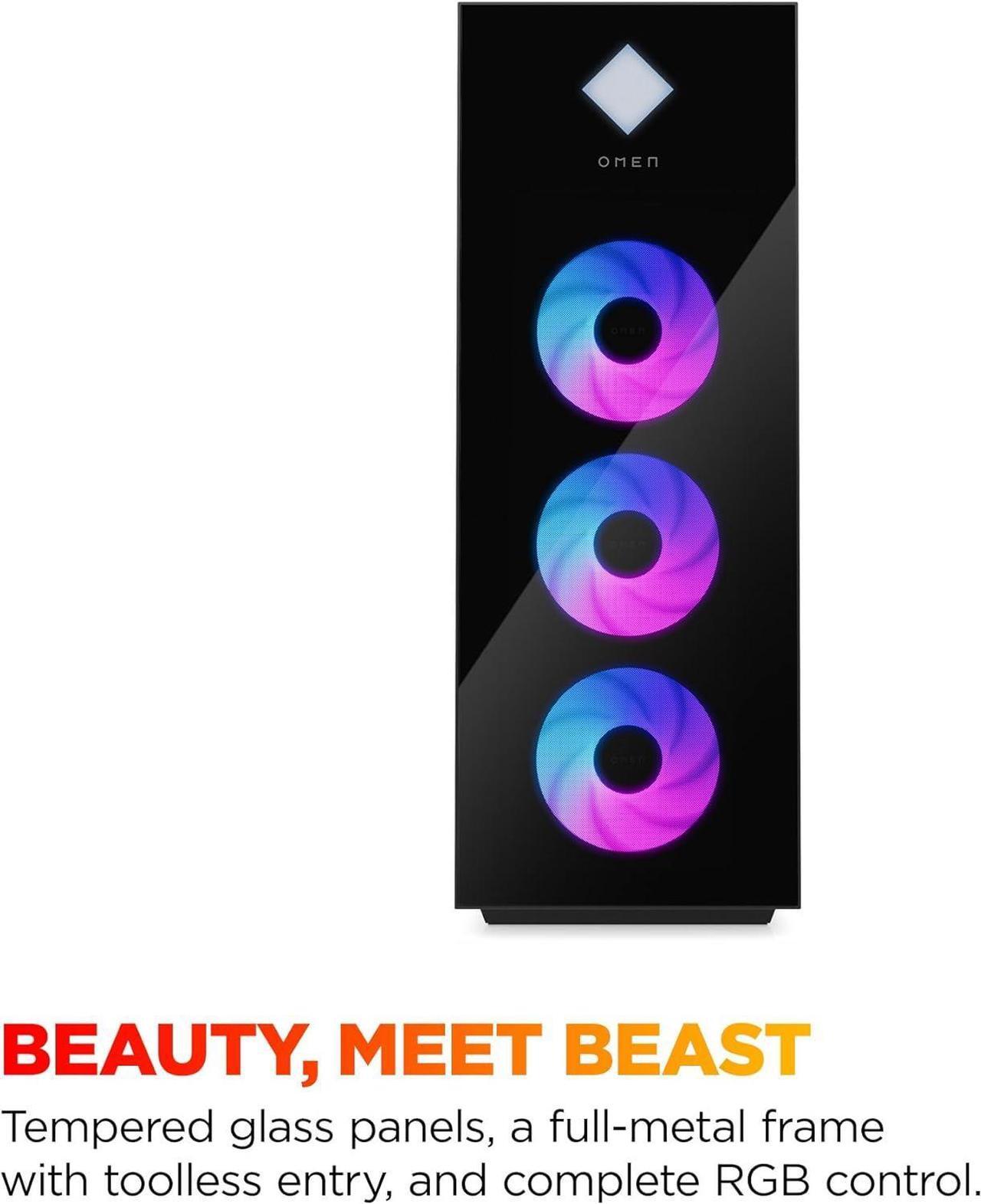Alt view image 4 of 7 - HP OMEN 45L Gaming Desktop, Intel Core Ultra 7 265K, 32GB RAM, 2TB SSD, RTX 5080, Win 11 Pro, Microsoft Copilot, Tempered Glass, GT22-3080 (2025)