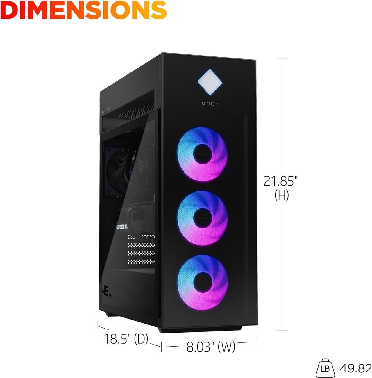 Alt view image 6 of 7 - HP OMEN 45L Gaming Desktop, Intel Core Ultra 7 265K, 32GB RAM, 2TB SSD, RTX 5080, Win 11 Pro, Microsoft Copilot, Tempered Glass, GT22-3080 (2025)