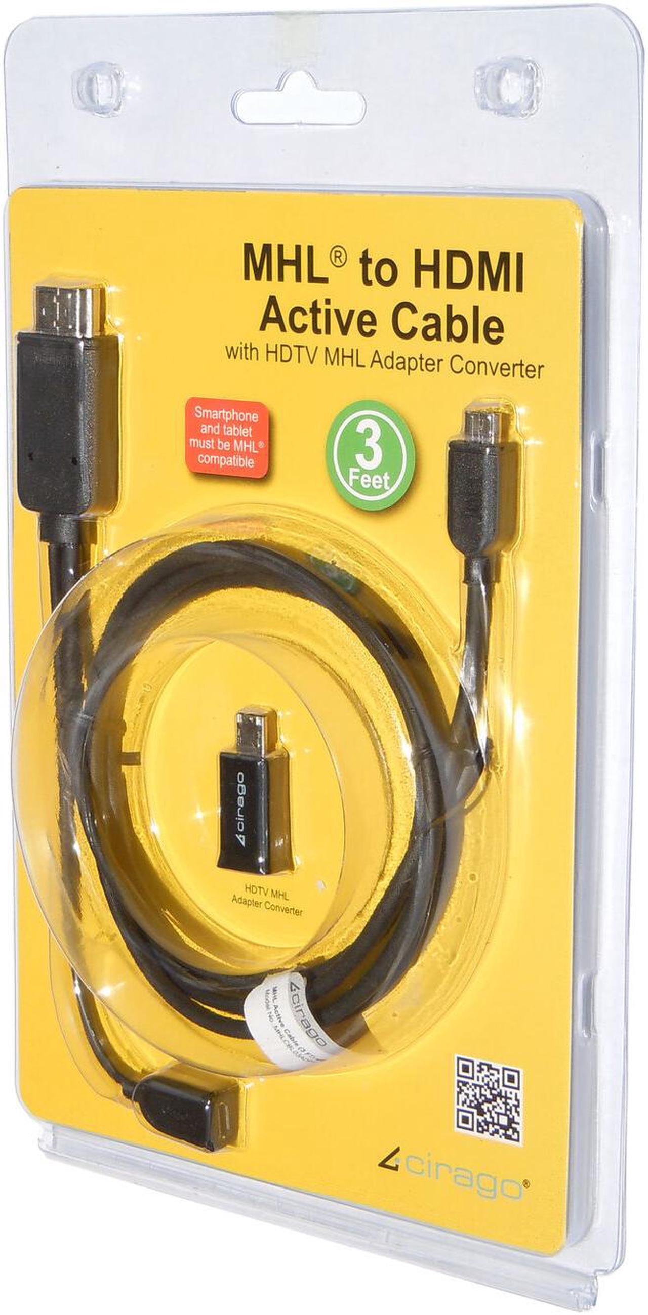 Alt view image 3 of 6 - Cirago 3ft MHL to HDMI Active 1080p Video 7.1 Digital Audio Cable with HDTV MHL Adapter Converter For Android to Connect Smartphone, Tablet, or MHL Compatible Device