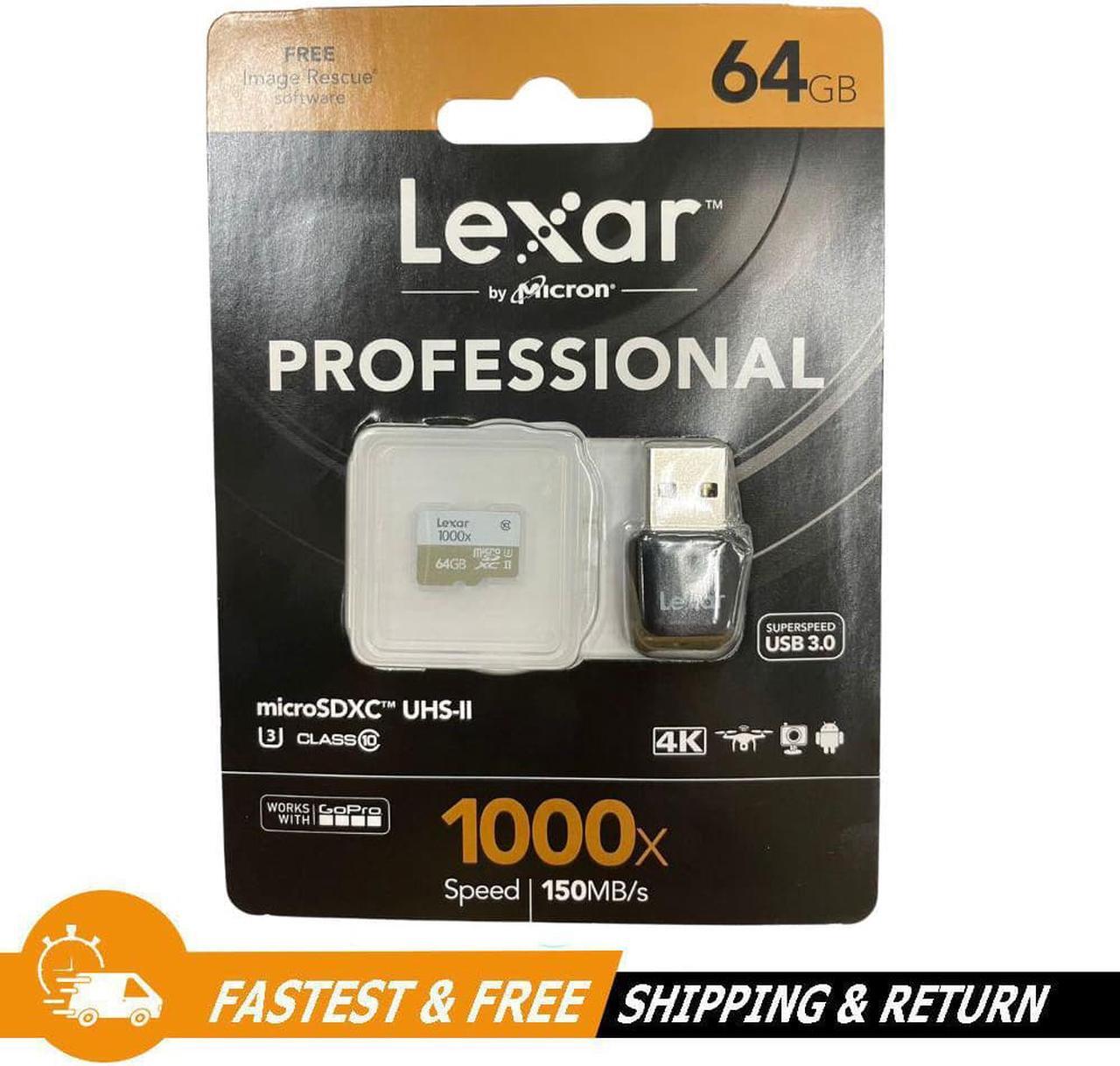 Alt view image 2 of 4 - Lexar Pro Professional 64GB UHS-II Class 10 microSDXC Memory Card 1000x USB 3 Reader (LSDMI64GCBEU1000R)
