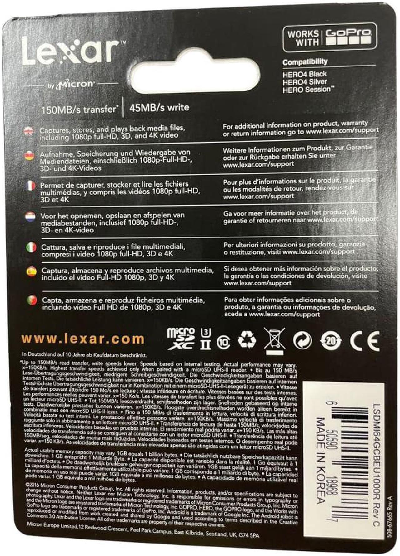 Alt view image 3 of 4 - Lexar Pro Professional 64GB UHS-II Class 10 microSDXC Memory Card 1000x USB 3 Reader (LSDMI64GCBEU1000R)