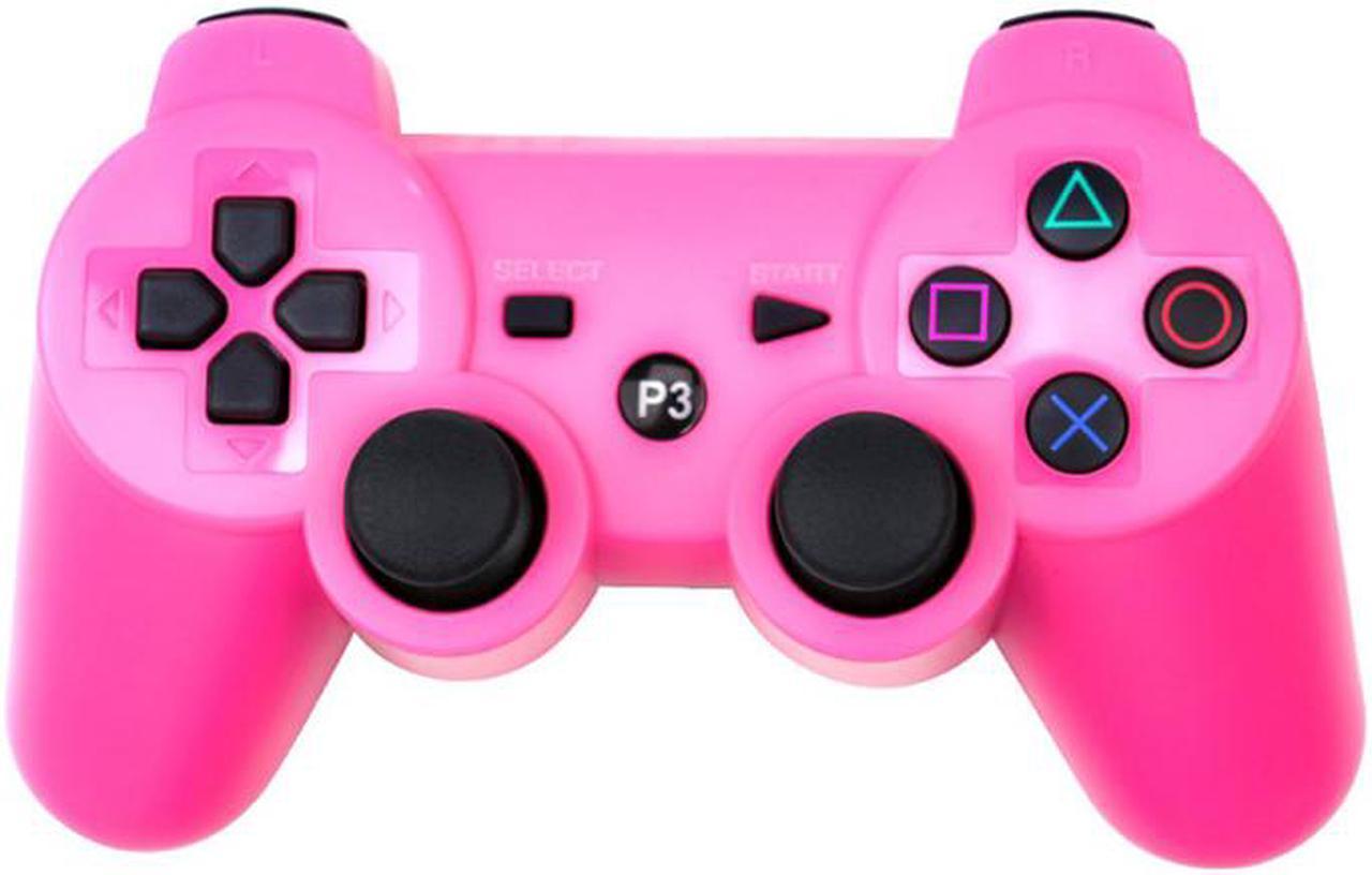 PS3 Controller Wireless Gamepad for PlayStation 3 Bluetooth Game Controller Remote Control Support PS3 with USB Cable (Pink)