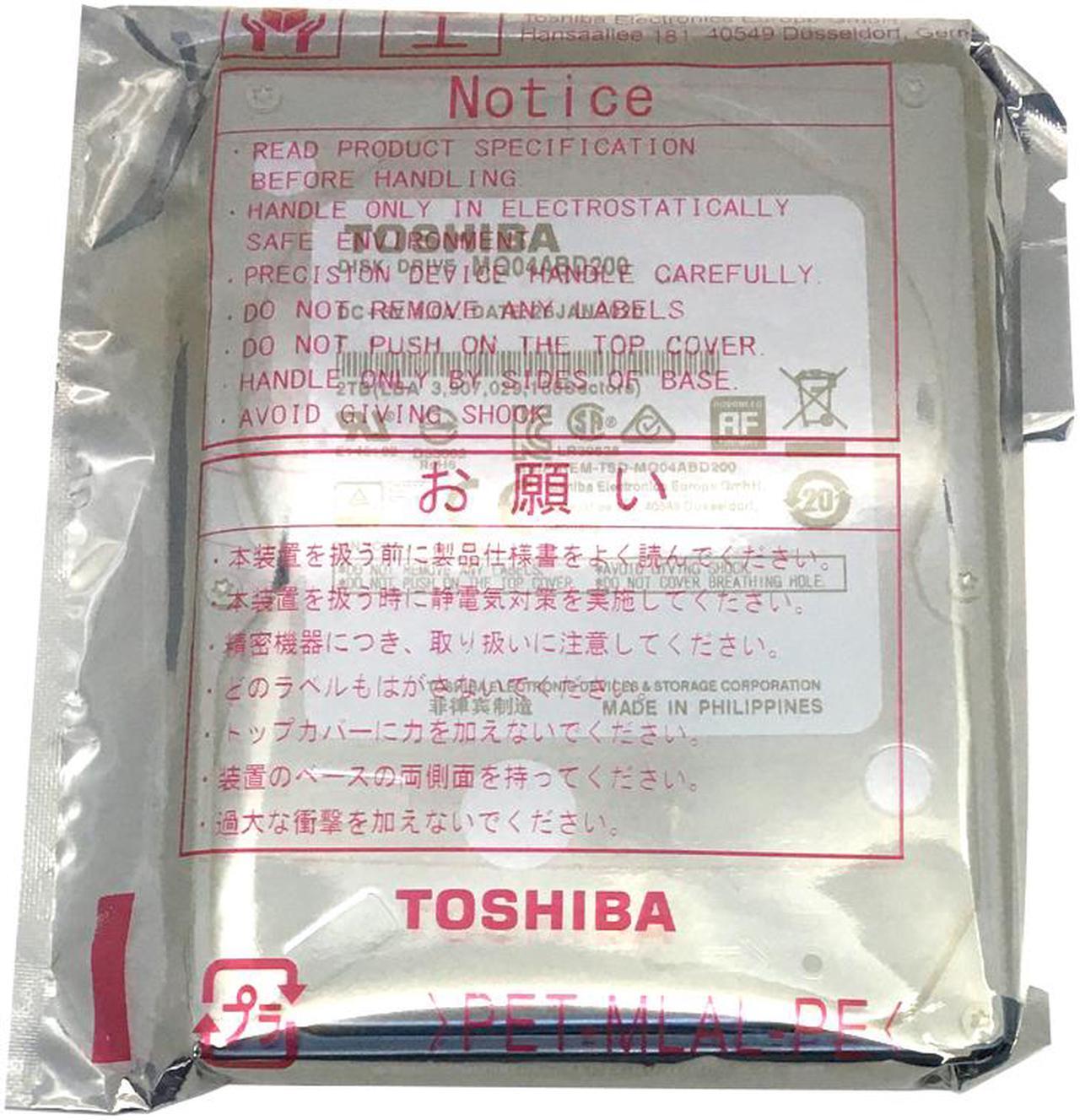 Alt view image 4 of 7 - TOSHIBA MQ04ABD200 2TB 5400 RPM 128MB Cache SATA 6.0Gb/s 2.5" Internal Notebook Hard Drive