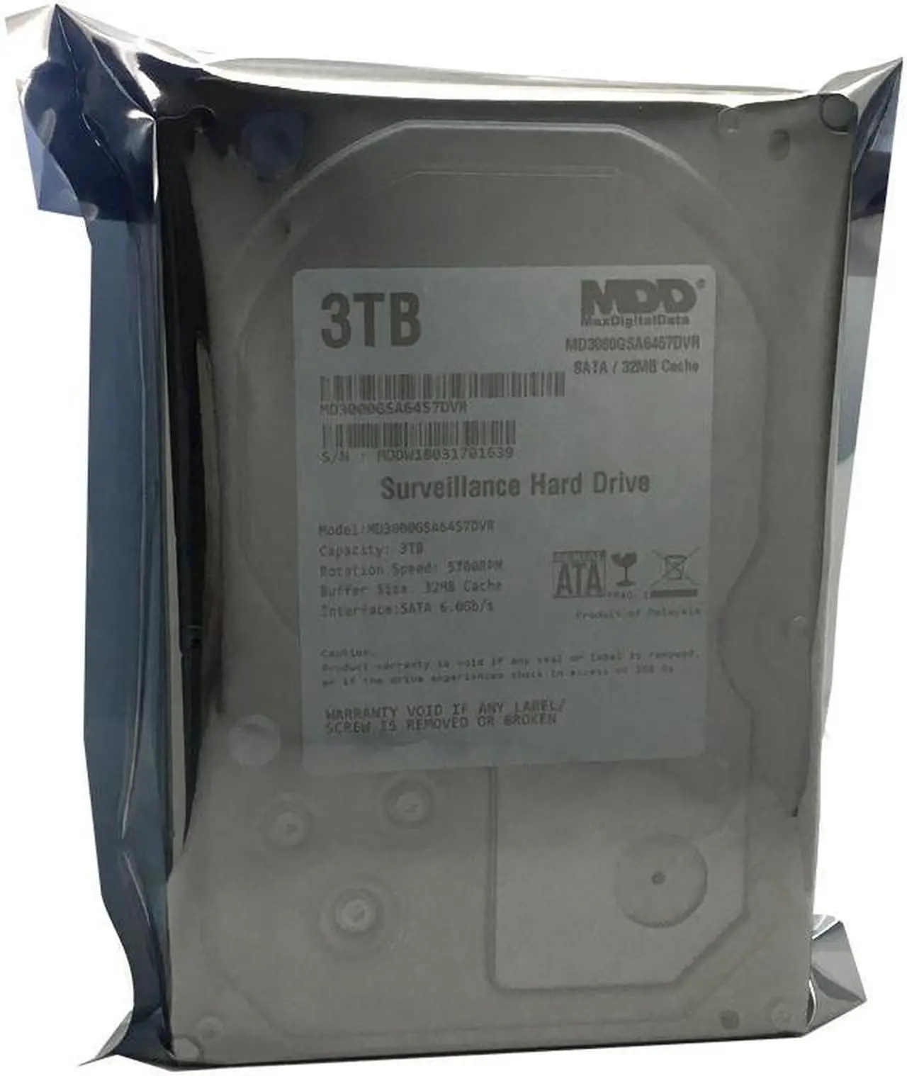 Alt view image 5 of 5 - MaxDigitalData 3TB 32MB Cache 5700PM SATA 6.0Gb/s 3.5" Internal Surveillance CCTV DVR Hard Drive (MD3000GSA3257DVR) - 2 Year Warranty