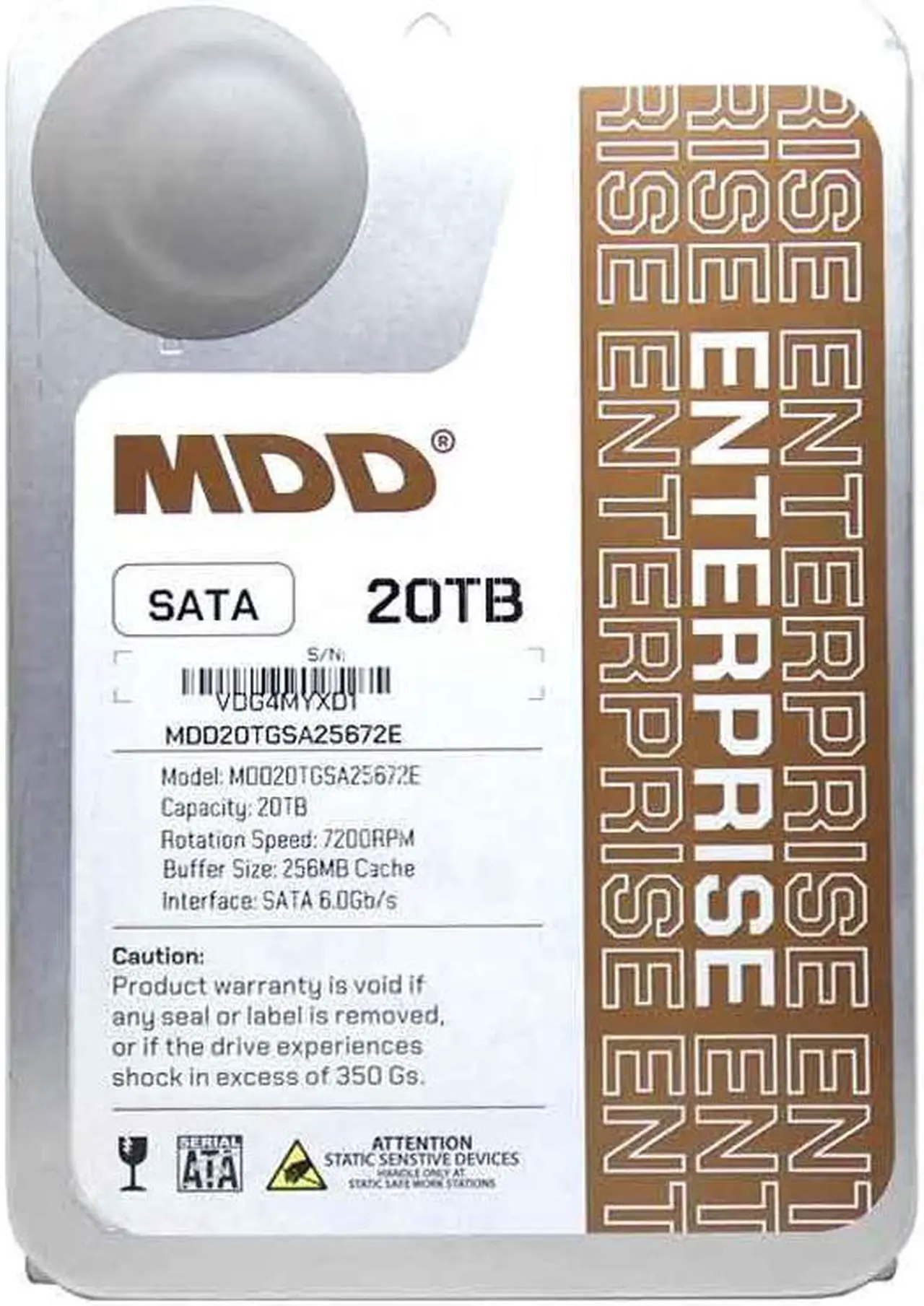 Main image of MDD (MDD20TGSA25672E) 20TB 7200 RPM 256MB Cache SATA 6.0Gb/s 3.5inch Internal Enterprise Hard Drive