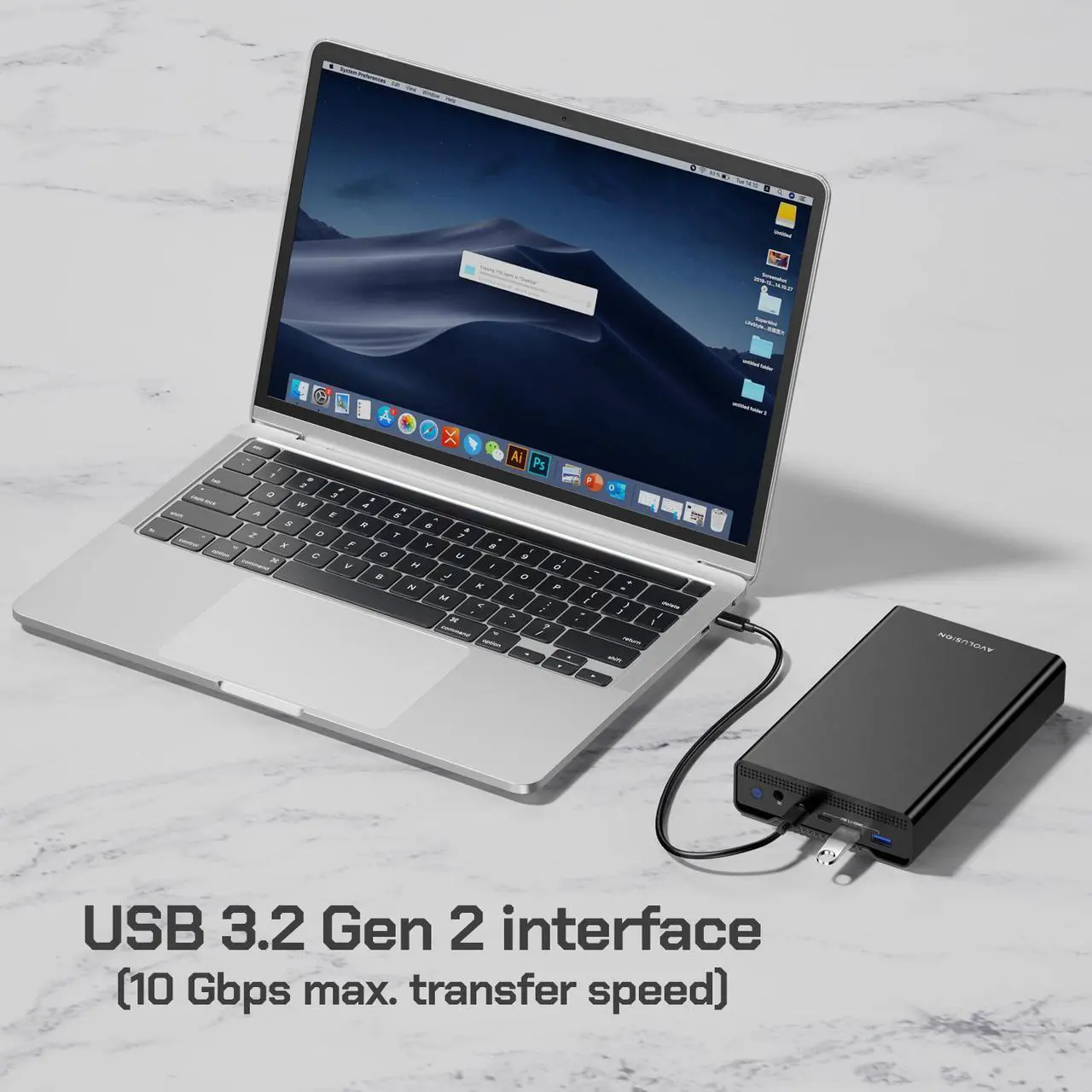Alt view image 3 of 7 - Avolusion PRO-G1 Series 18TB USB 3.2 Gen 2 USB-C External Hard Drive with USB Hub for Windows or MacOS Desktop PC / Laptop (Black) - 2 Year Warranty