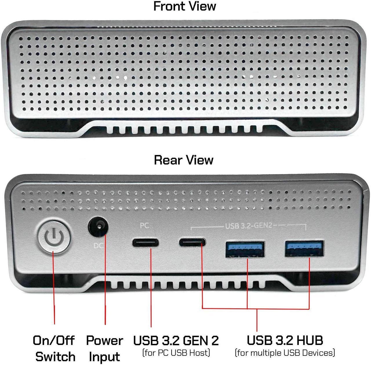 Alt view image 2 of 6 - Avolusion PRO-G1 Series 12TB USB 3.2 Gen 2 USB-C External Hard Drive with USB Hub for Windows or MacOS Desktop PC / Laptop (Silver) - 2 Year Warranty