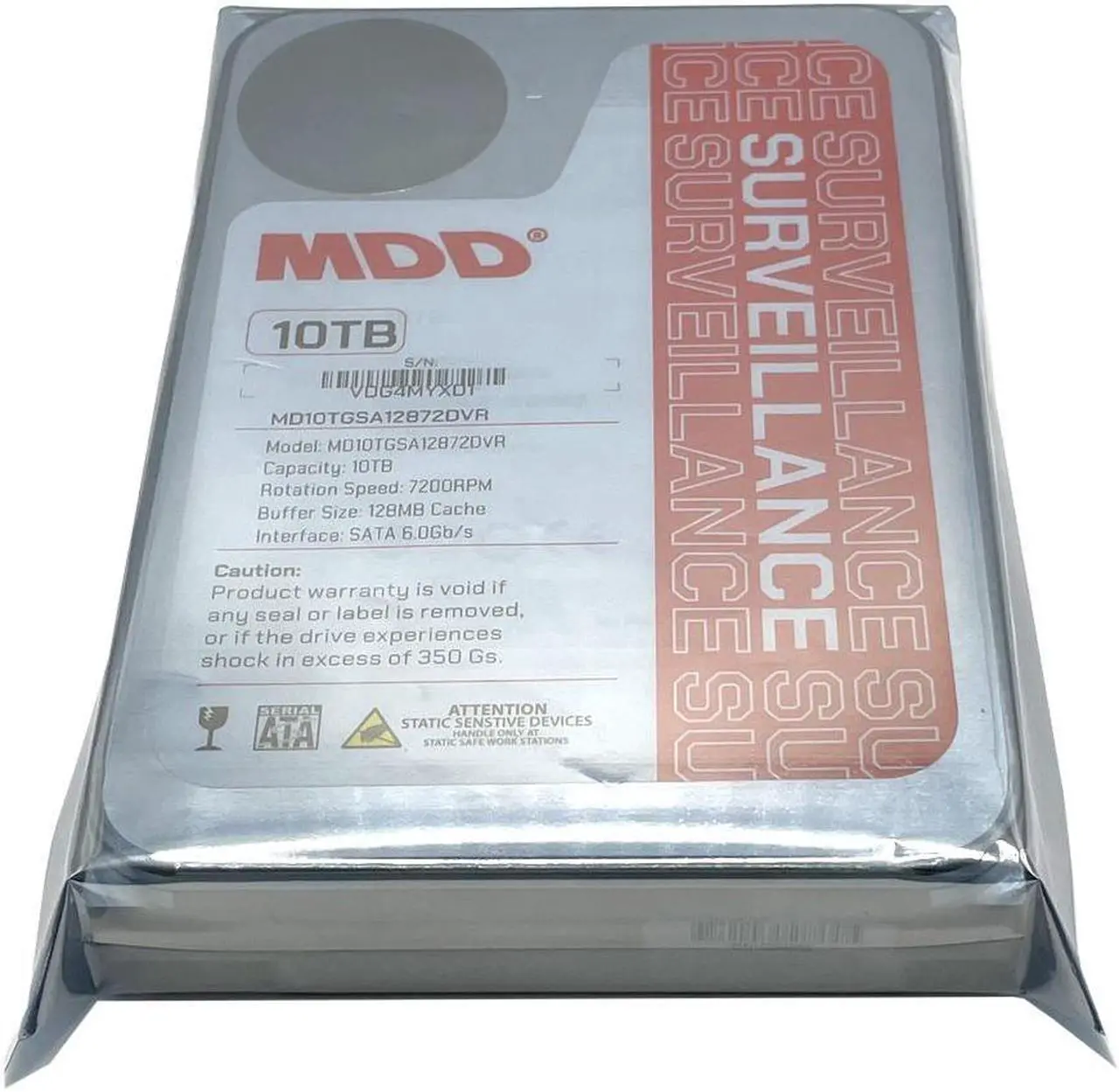 Alt view image 3 of 4 - MDD 10TB 7200RPM SATA 6.0Gb/s 3.5inch 256MB Internal Surveillance Hard Drive (MDD10TSATA25672DVR) - 3 Years Warranty