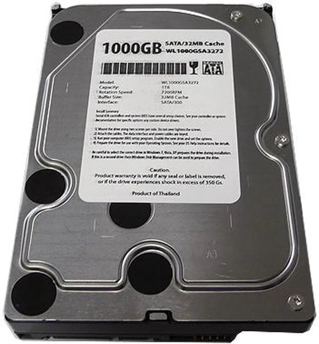 Alt view image 2 of 5 - WL 1TB 32MB Cache 7200RPM SATA2 (3.0Gb/s) 3.5" Internal Desktop Hard Drive (For CCTV DVR, NAS, PC/Mac) -1 Year Warranty