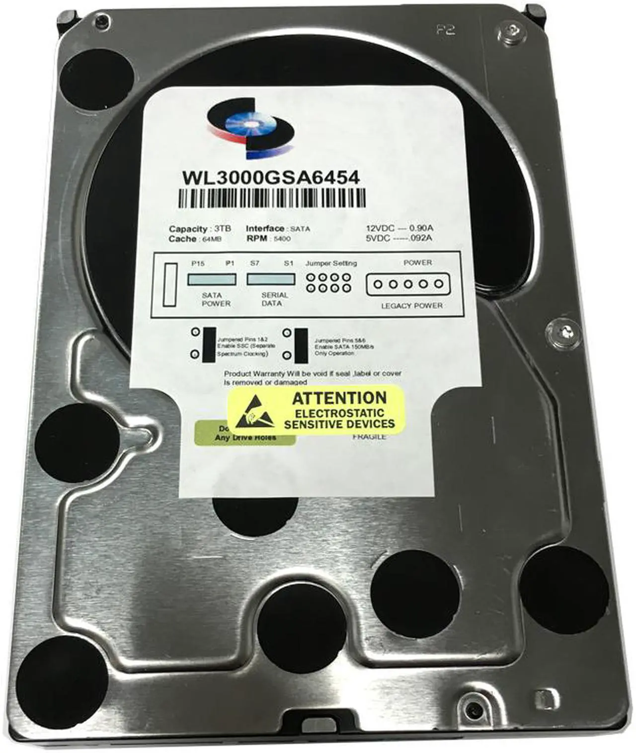 Alt view image 5 of 5 - WL 3TB 64MB Cache 5400RPM SATA III (6.0Gb/s) (Low Power & Heavy Duty) 3.5" Internal Hard Drive (NAS & CCTV DVR) w/1 Year Warranty