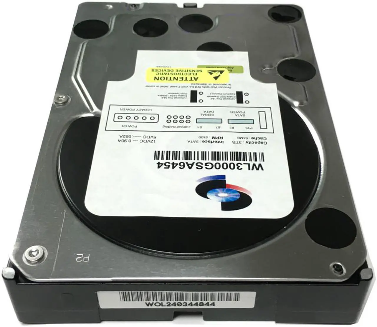 Alt view image 3 of 5 - WL 3TB 64MB Cache 5400RPM SATA III (6.0Gb/s) (Low Power & Heavy Duty) 3.5" Internal Hard Drive (NAS & CCTV DVR) w/1 Year Warranty