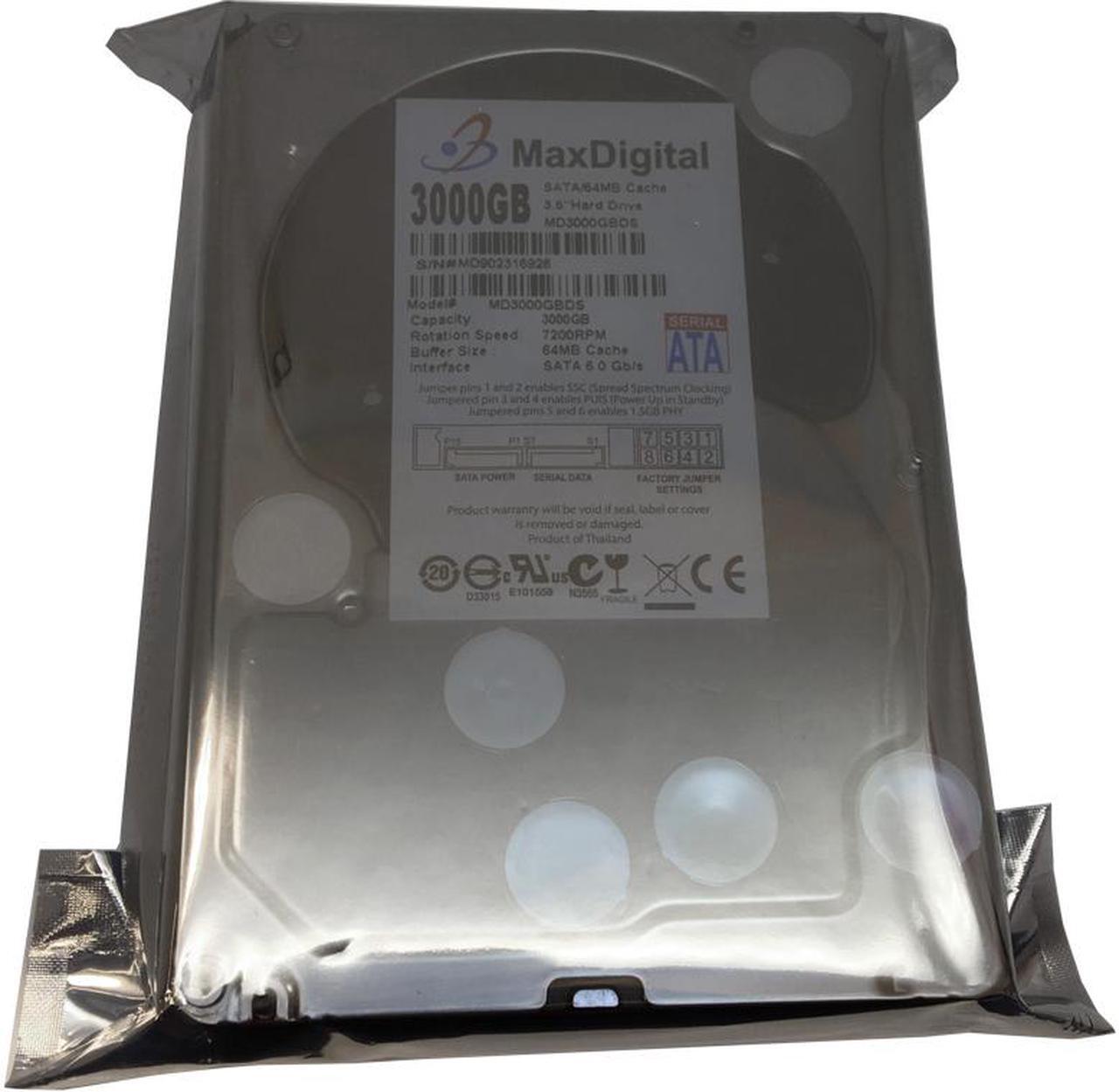 Alt view image 2 of 5 - MaxDigital 3TB 7200RPM 64MB Cache SATA III 6.0Gb/s (Surveillance CCTV DVR Storage) 3.5" Internal Hard Drive w/2 Year Warranty