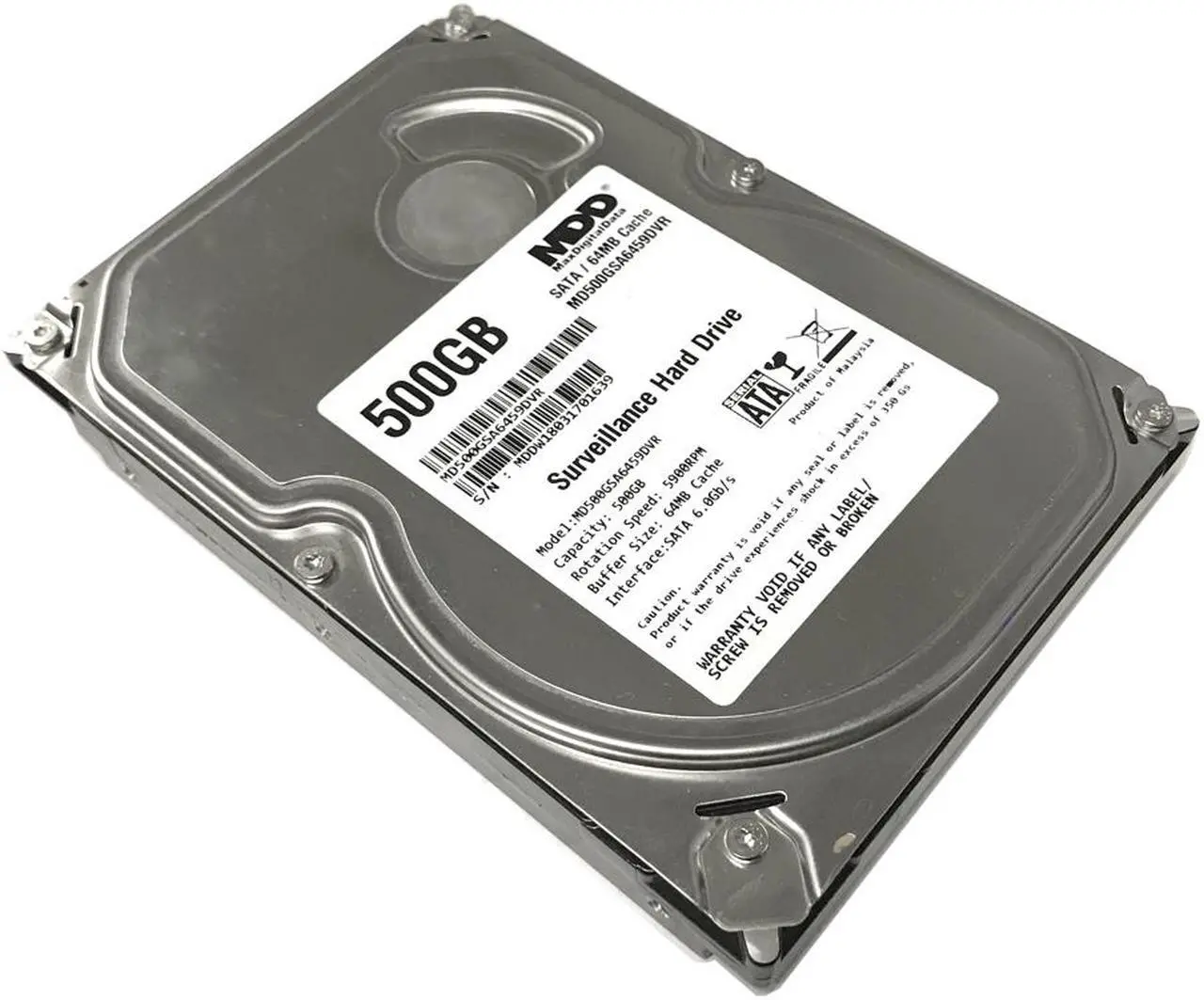 Main image of MaxDigitalData 500GB 8MB Cache 5900PM SATA 6.0Gb/s 3.5" Surveillance CCTV DVR Hard Drive (MD500GSA859DVR) - w/ 2 Year Warranty