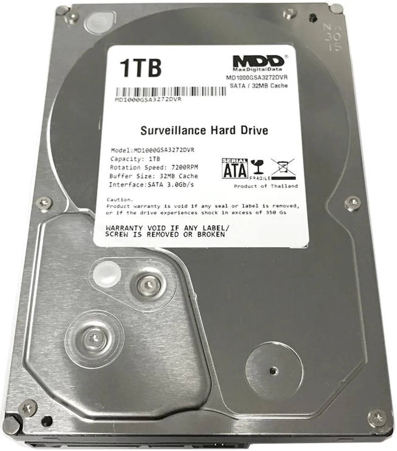 Alt view image 3 of 5 - MaxDigitalData 1TB 32MB Cache 7200PM SATA 3.0Gb/s 3.5" Internal Surveillance Hard Drive (MD1000GSA3272DVR) - w/ 2 Year Warranty