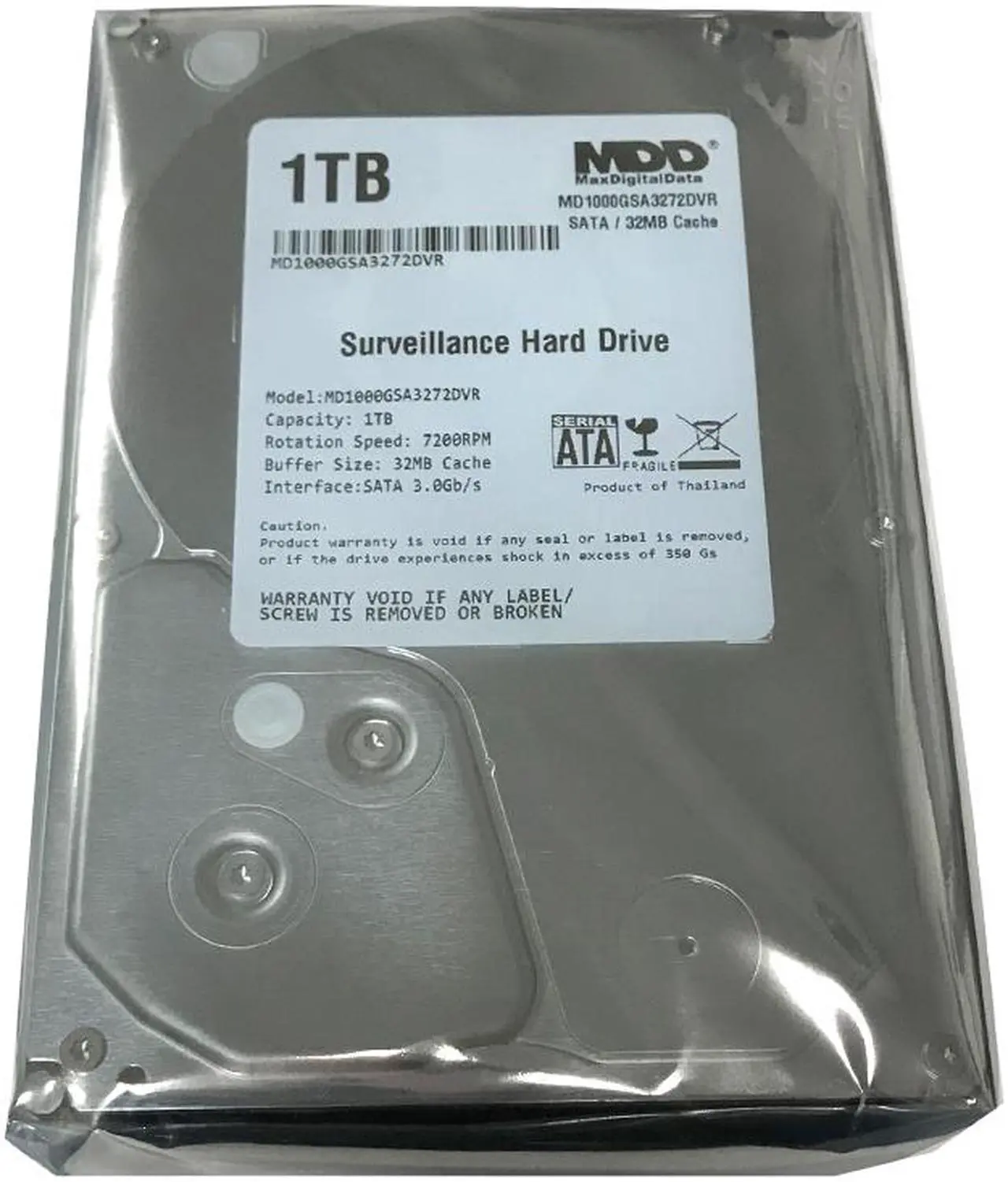 Alt view image 2 of 5 - MaxDigitalData 1TB 32MB Cache 7200PM SATA 3.0Gb/s 3.5" Internal Surveillance Hard Drive (MD1000GSA3272DVR) - w/ 2 Year Warranty
