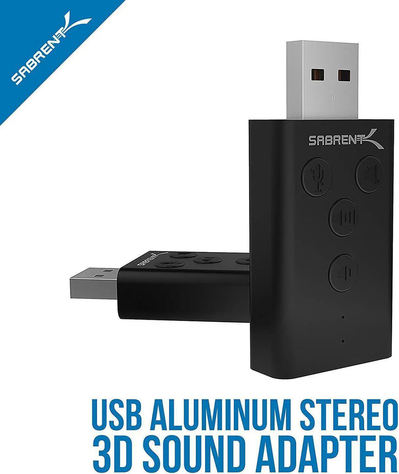 Alt view image 3 of 20 - SABRENT Aluminum USB External 3D Stereo Sound Adapter for Windows and Mac. Plug and Play No Drivers Needed. [Black] (AU-DDAB)