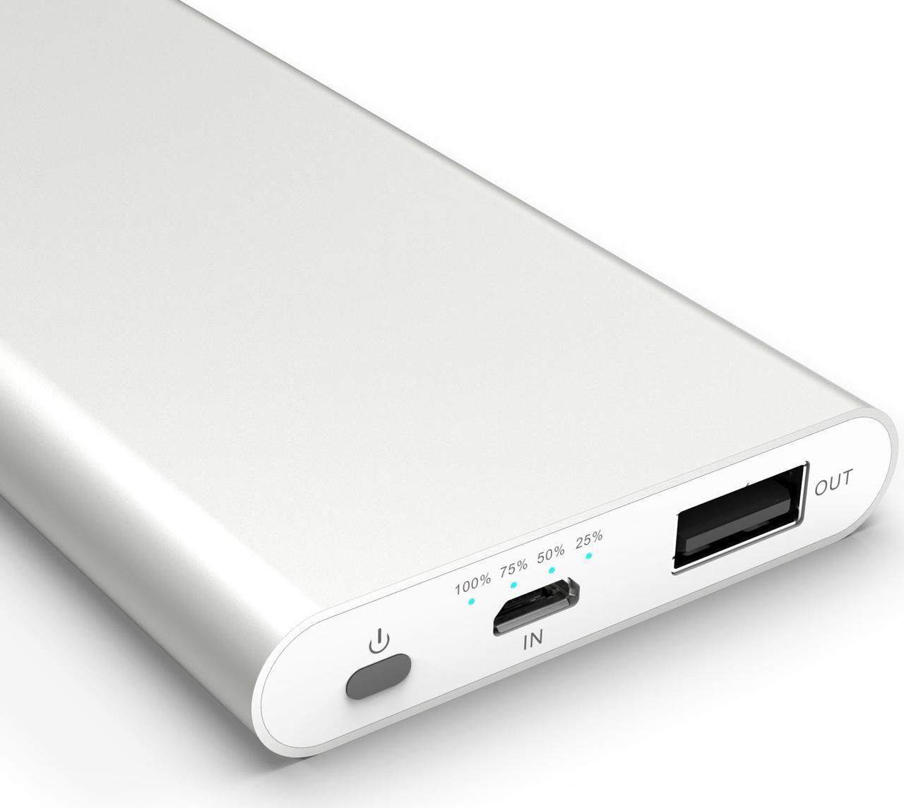 Alt view image 2 of 4 - ZeroLemon 9000mAh JuiceStick External Battery Power Bank for iPhone 7/ 7Plus, Galaxy Note 7, Samsung and More - Silver