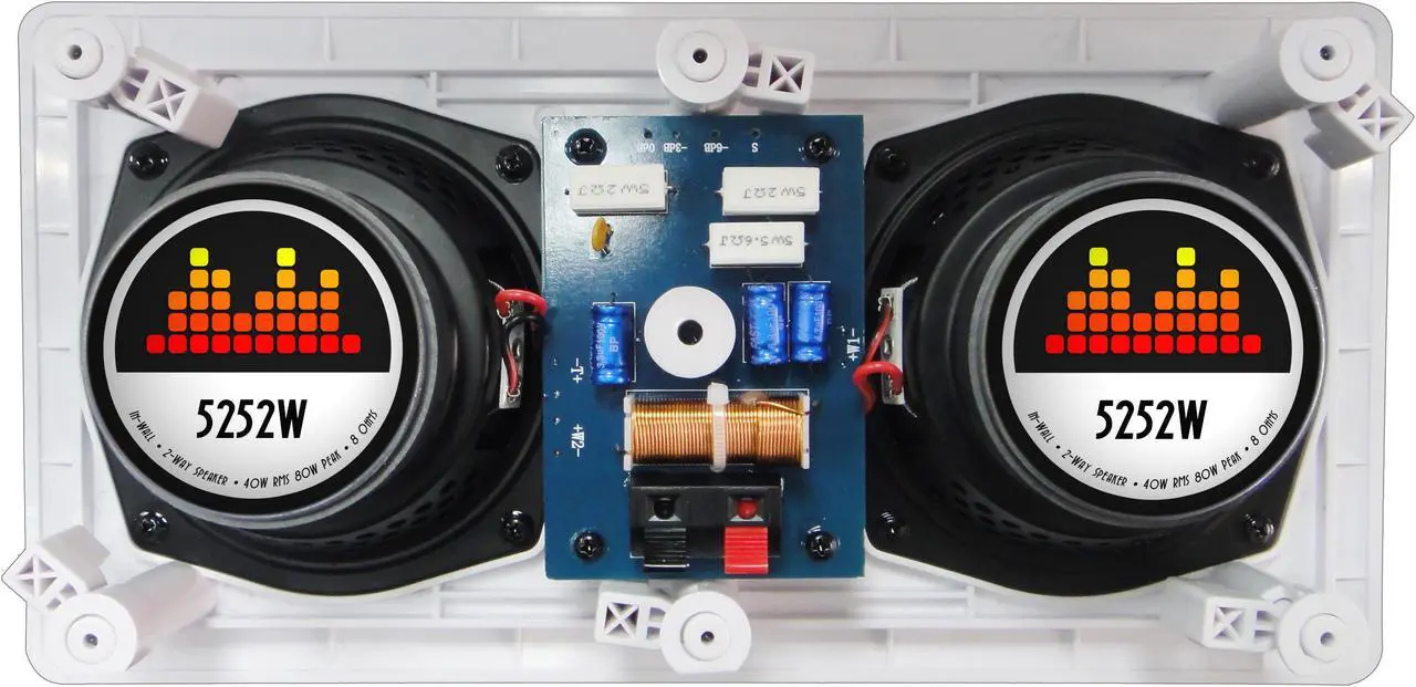 Alt view image 3 of 16 - 5252W Silver Ticket Dual 5.25" 80-Watt Center-Channel In-Wall Speaker with Pivoting Tweeter (1 Speaker, White)