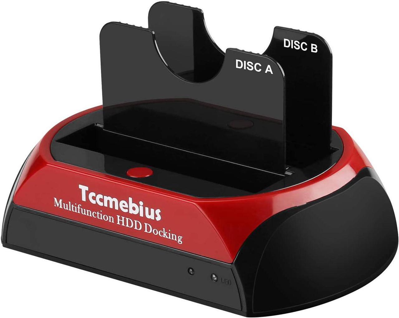 Tccmebius Hard Drive Docking Station, TCC-S868-US USB 3.0 to 2.5 3.5 Inch SATA IDE Dual Slots External HDD Enclosure, for 2.5" 3.5" IDE SATA I/II/III HDD SSD