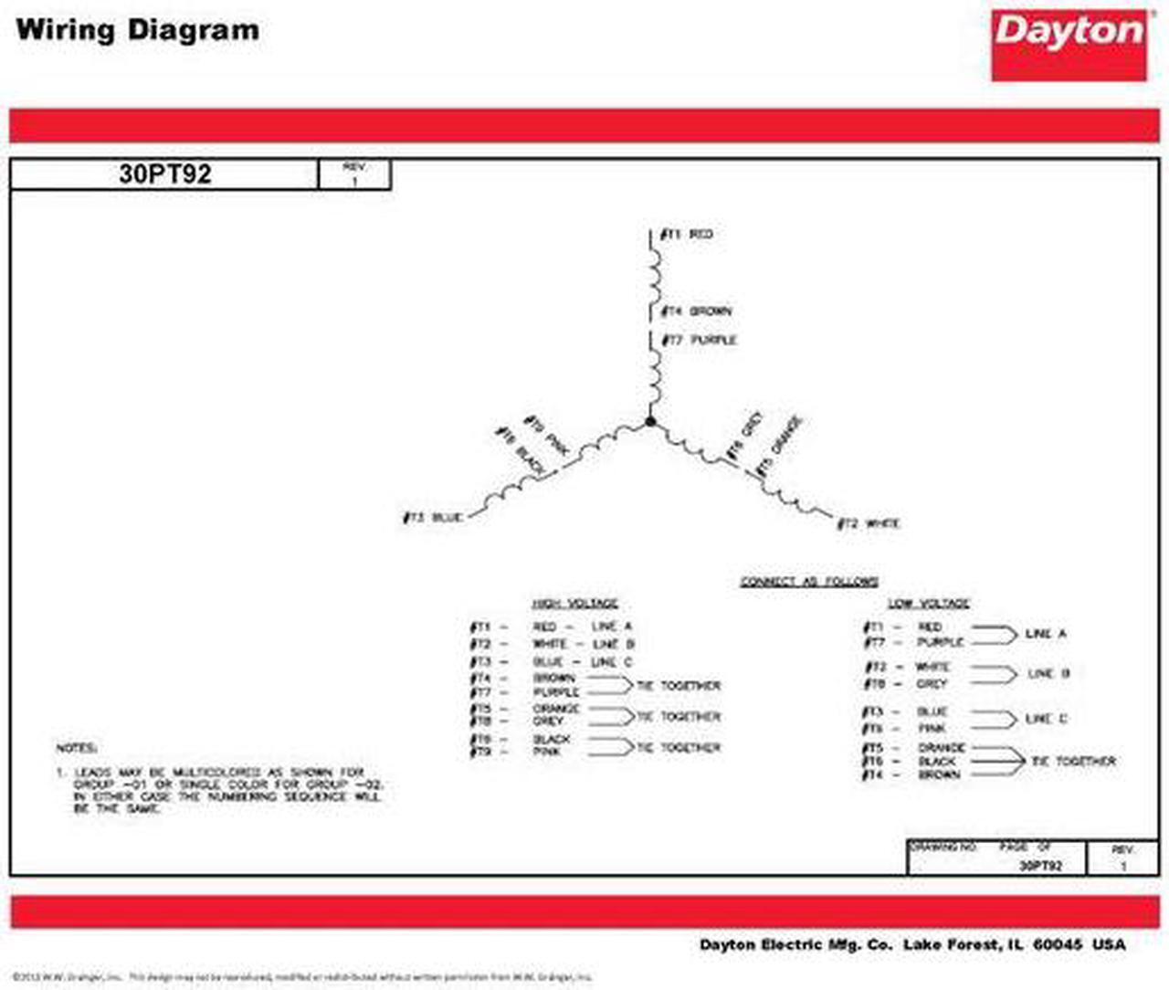 Alt view image 6 of 6 - DAYTON 30PT92 3-Phase General Purpose Motor, 1 HP, 230/460V AC Voltage, 56