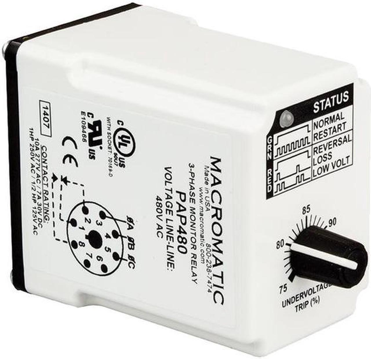 Alt view image 5 of 5 - MACROMATIC PAP240 3 Phase Monitor Relay,SPDT,240VAC,8 Pin