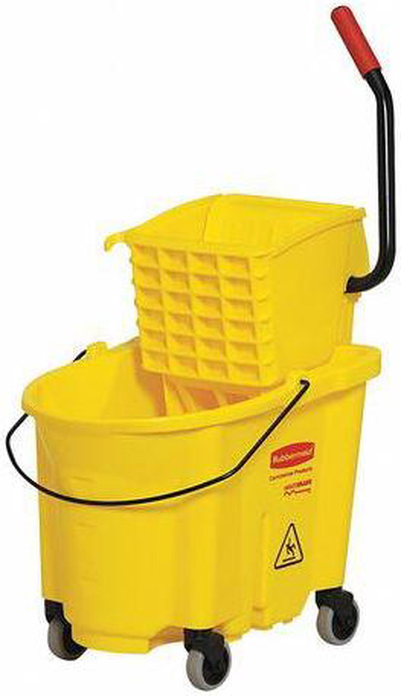 Alt view image 8 of 9 - RUBBERMAID FG758088YEL 35qt. Yellow Side Press Mop Bucket and Wringer