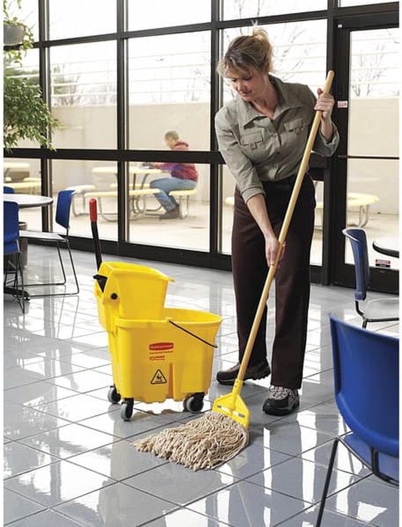 Alt view image 5 of 9 - RUBBERMAID FG758088YEL 35qt. Yellow Side Press Mop Bucket and Wringer
