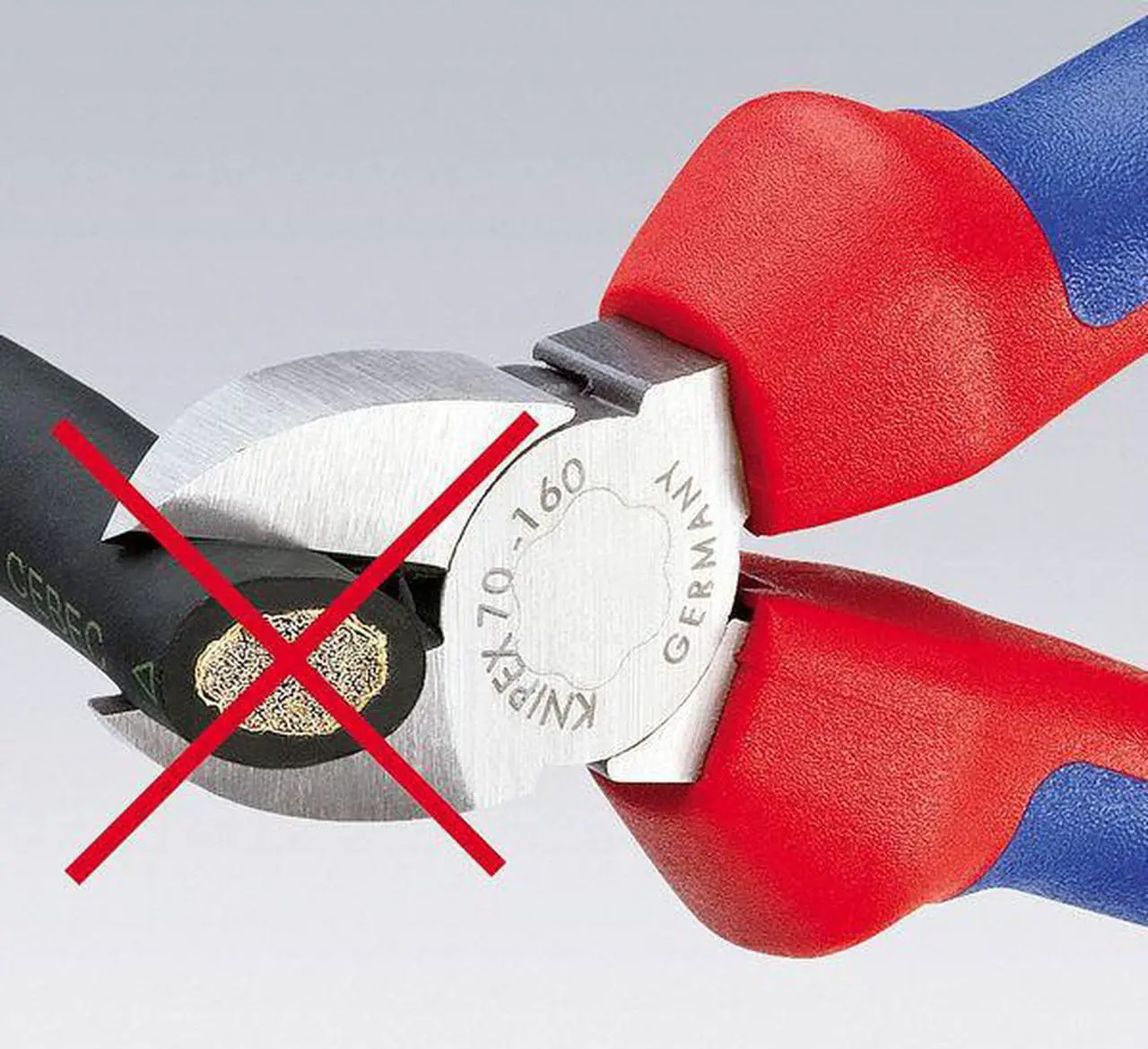Alt view image 5 of 5 - KNIPEX 70 02 160 6 1/4 in 70 Diagonal Cutting Plier Standard Cut Narrow Nose