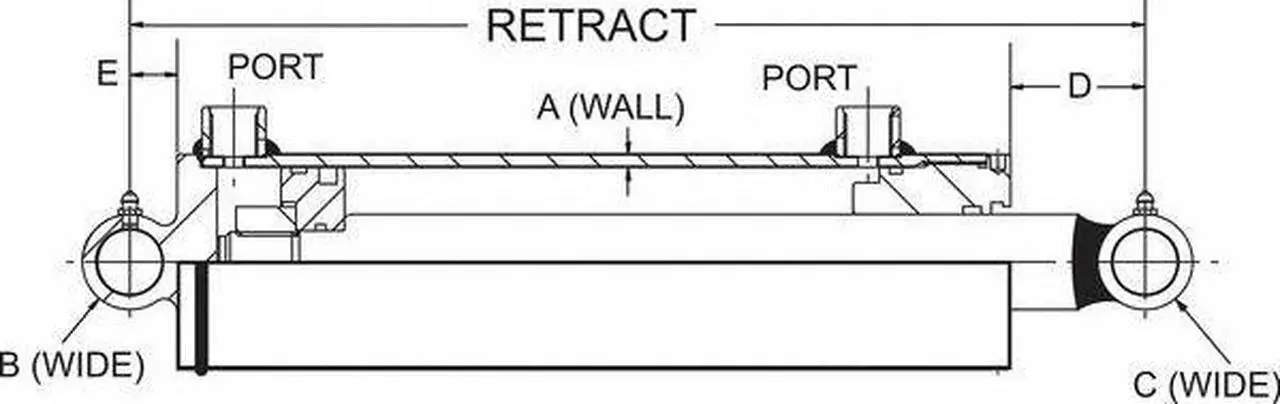 Alt view image 2 of 2 - MAXIM 288316 WT Welded Hydraulic Cylinder: 2 Bore x 24 Stroke - 1.25 Rod
