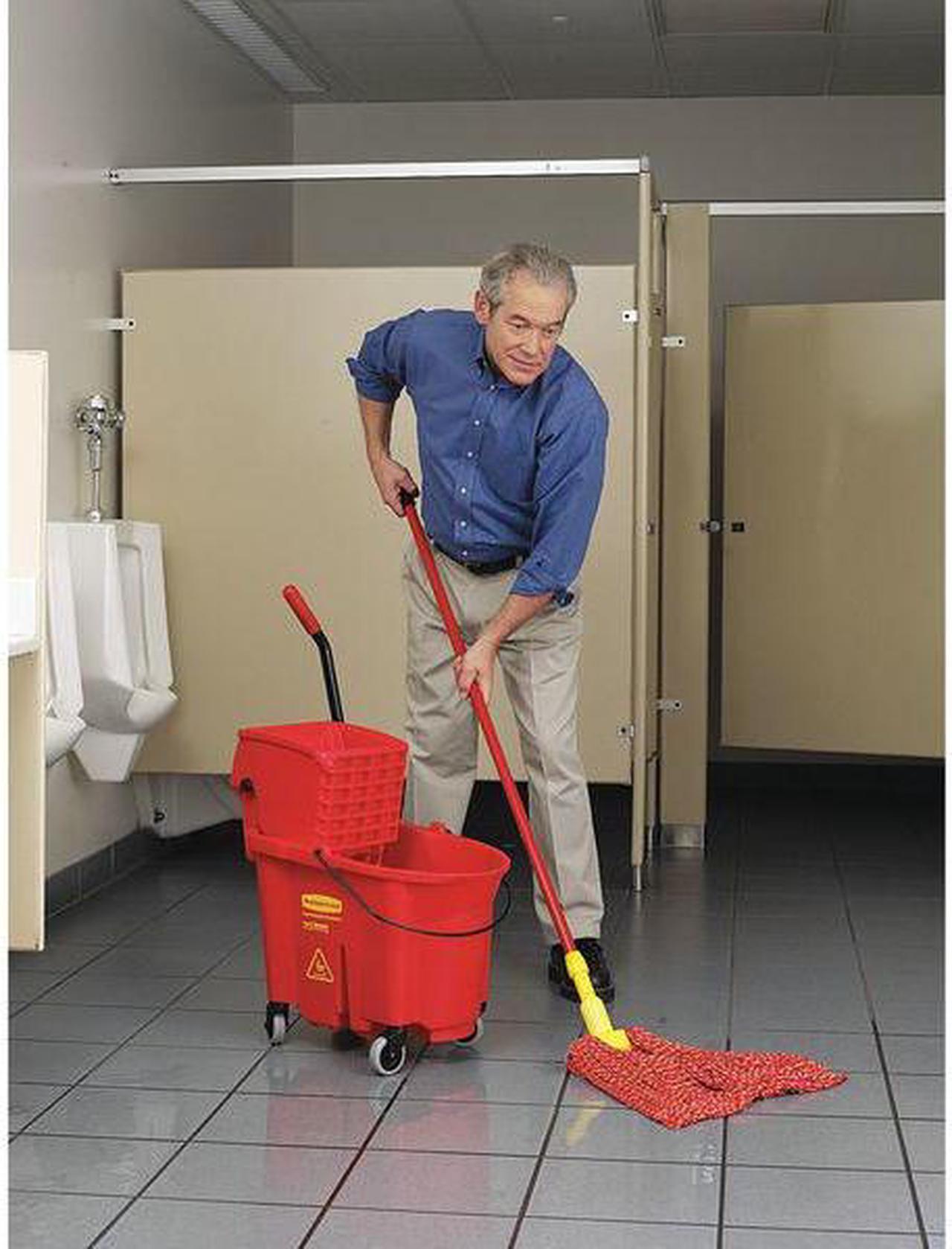 Alt view image 9 of 9 - RUBBERMAID FG758088YEL 35qt. Yellow Side Press Mop Bucket and Wringer