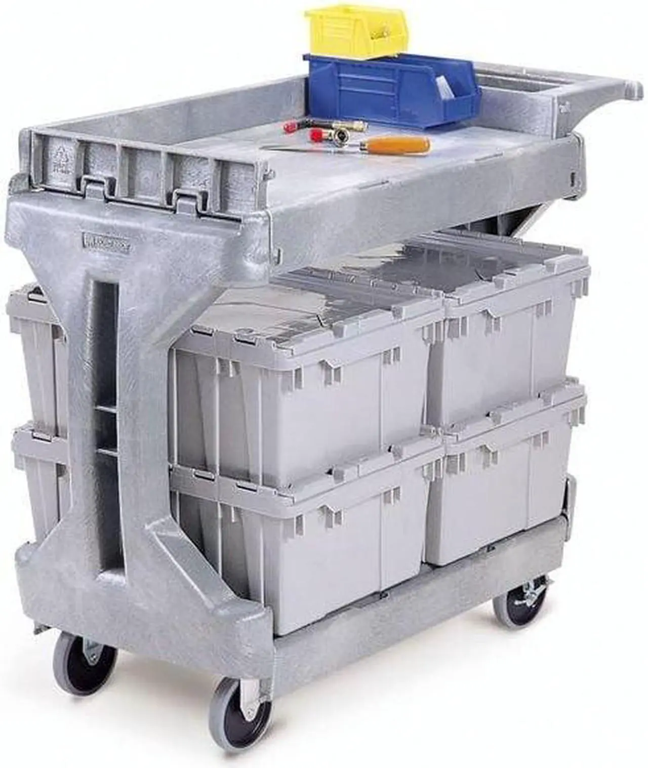 Alt view image 5 of 8 - ZORO SELECT 30930GREY High-Density Polyethylene Utility Cart with Flip-Gate