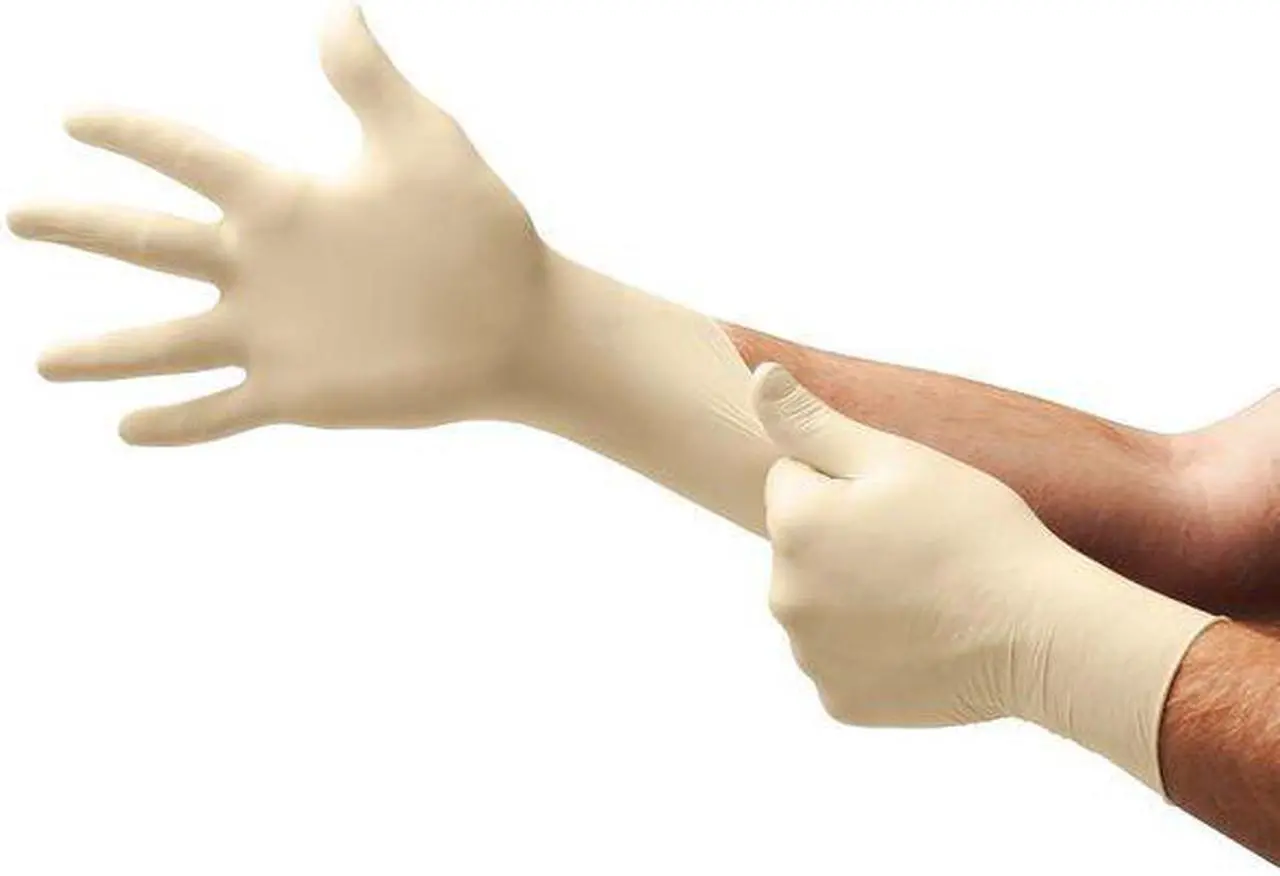 Alt view image 5 of 7 - Diamond Grip Latex Gloves Sm. Small