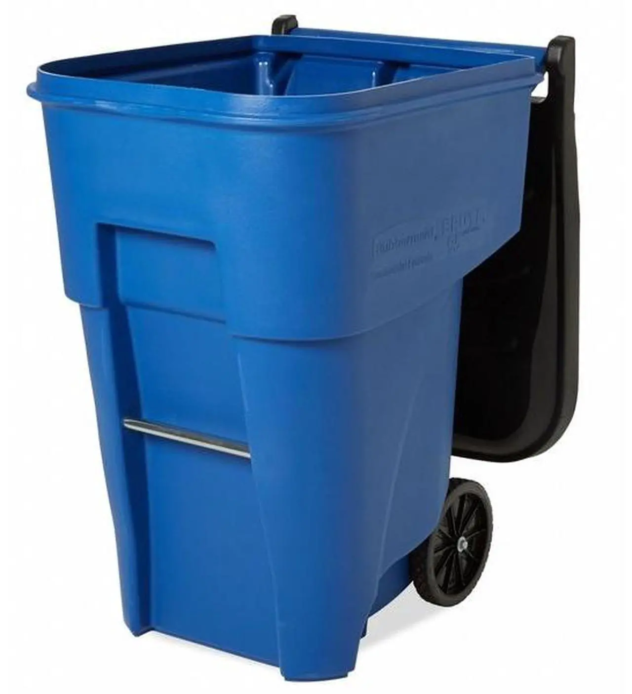 Alt view image 6 of 8 - Rubbermaid FG9W2273BLUE Square Brute Rollout Container - 95 gallon - Resin - Blue
