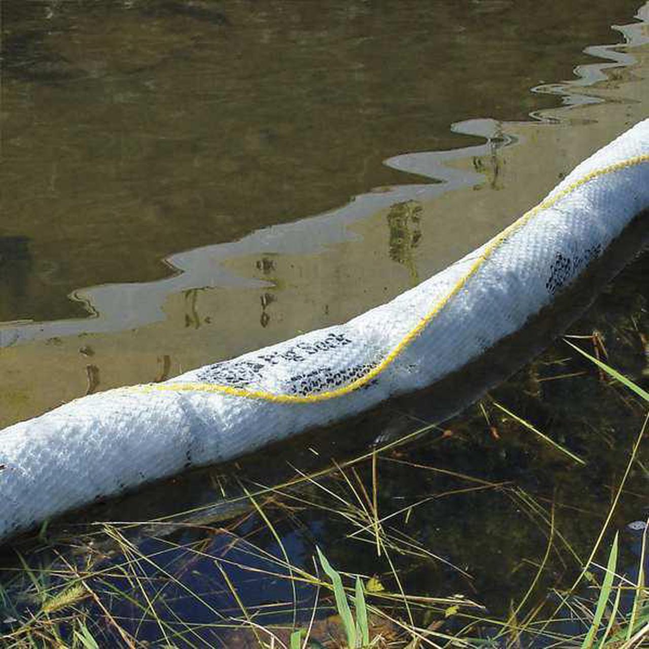 Alt view image 3 of 4 - PIG BOM406 Absorbent Boom, Absorbs 16 gal. Oil-Based Liquids, PK 8 ,White