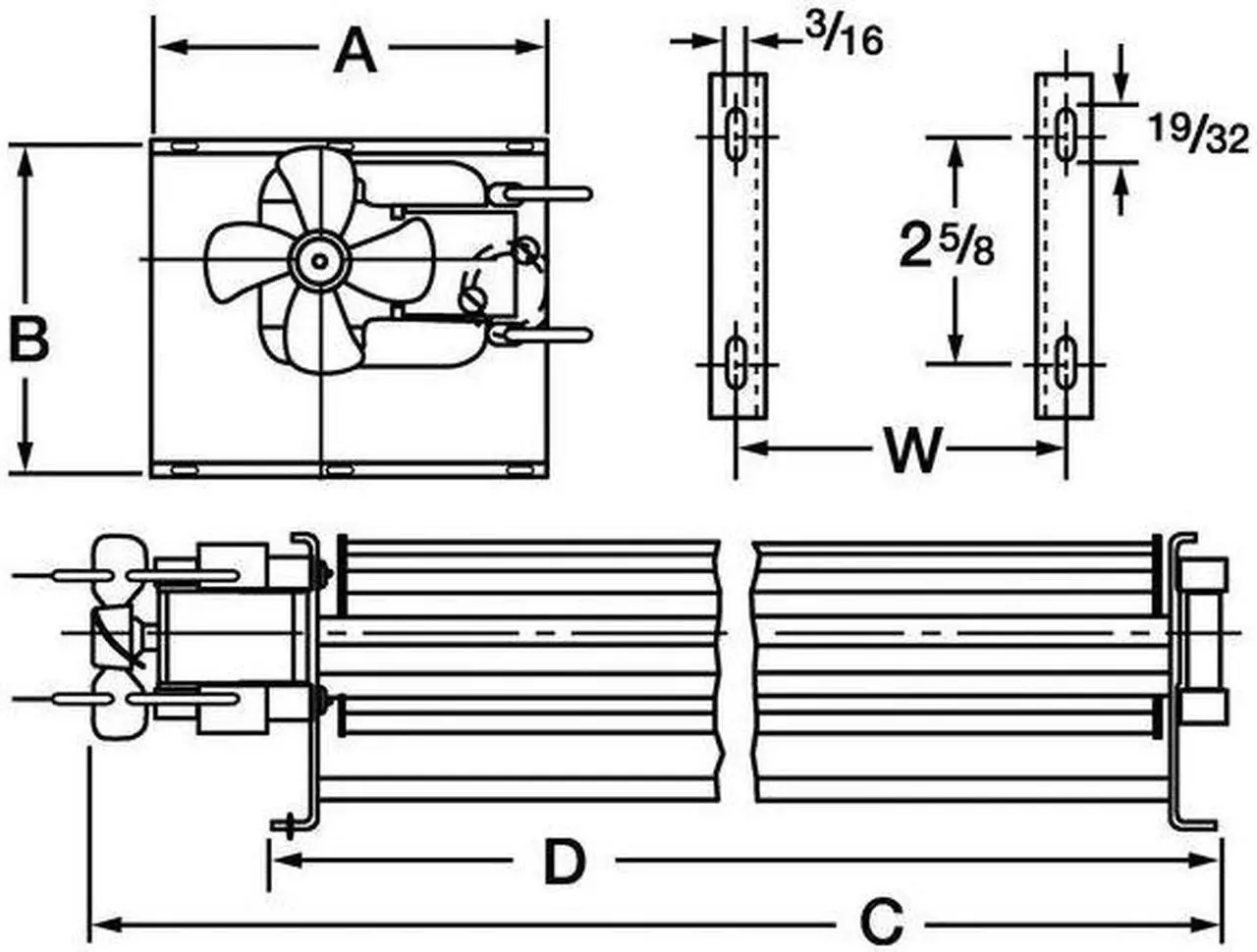 Alt view image 3 of 5 - DAYTON 1TDU4 Rectangular OEM Blower, 2736 RPM, 1 Phase, Direct Drive, C45