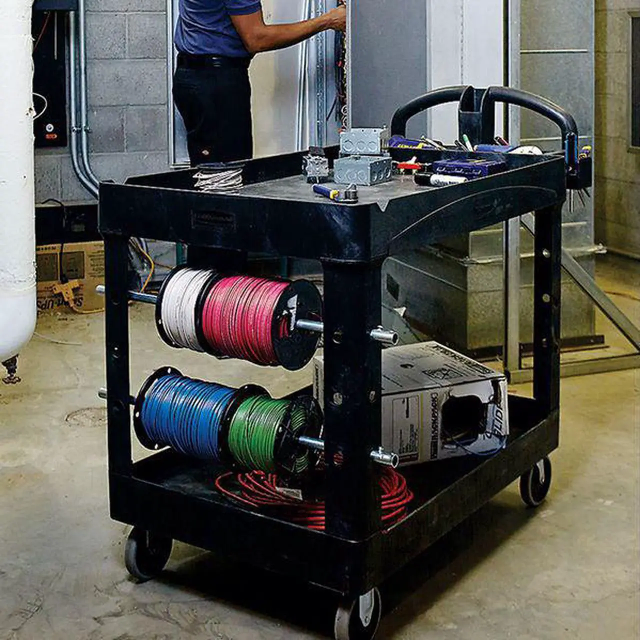 Alt view image 3 of 8 - RUBBERMAID FG452088BLA Structural Foam Utility Cart with Deep Lipped Plastic