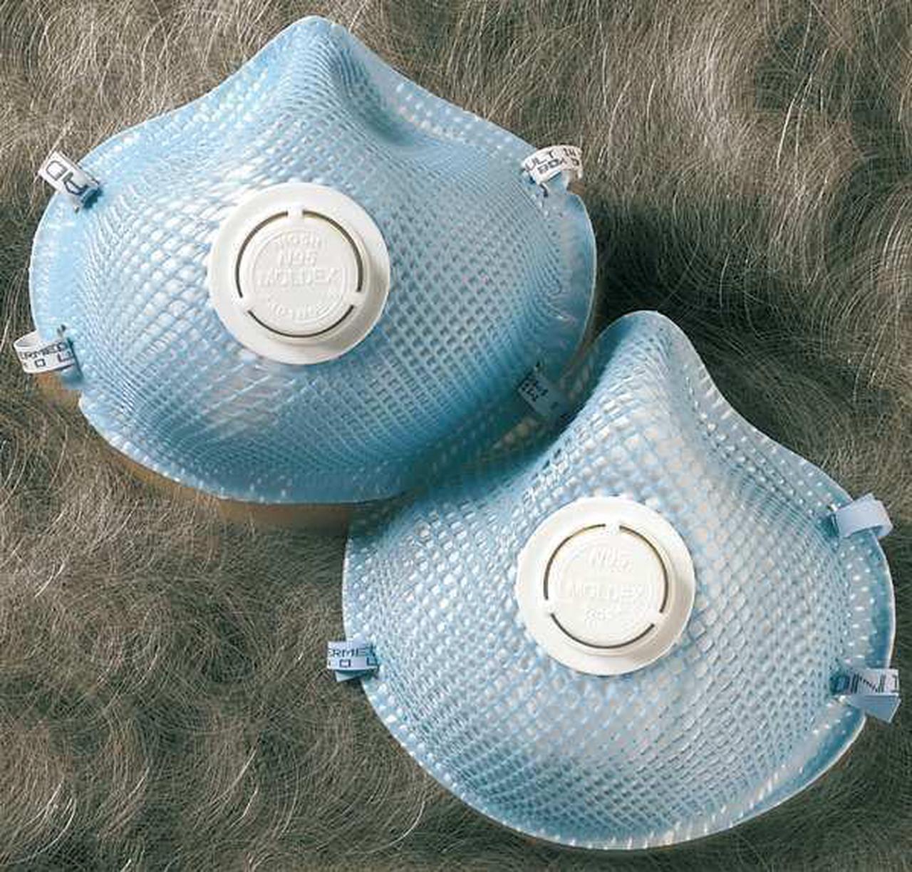 Alt view image 9 of 9 - Moldex N95 Disposable Respirator, Molded, Blue, Mask Size: S, 10PK Blue  2301N95