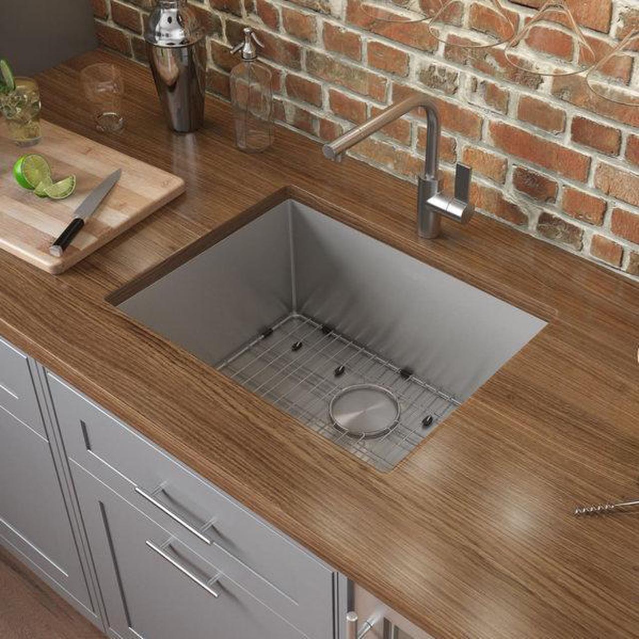 Alt view image 2 of 7 - RUVATI RVH7121 21" Undermount Tight Radius 16 Gauge SS Bar Prep Kitchen Sink